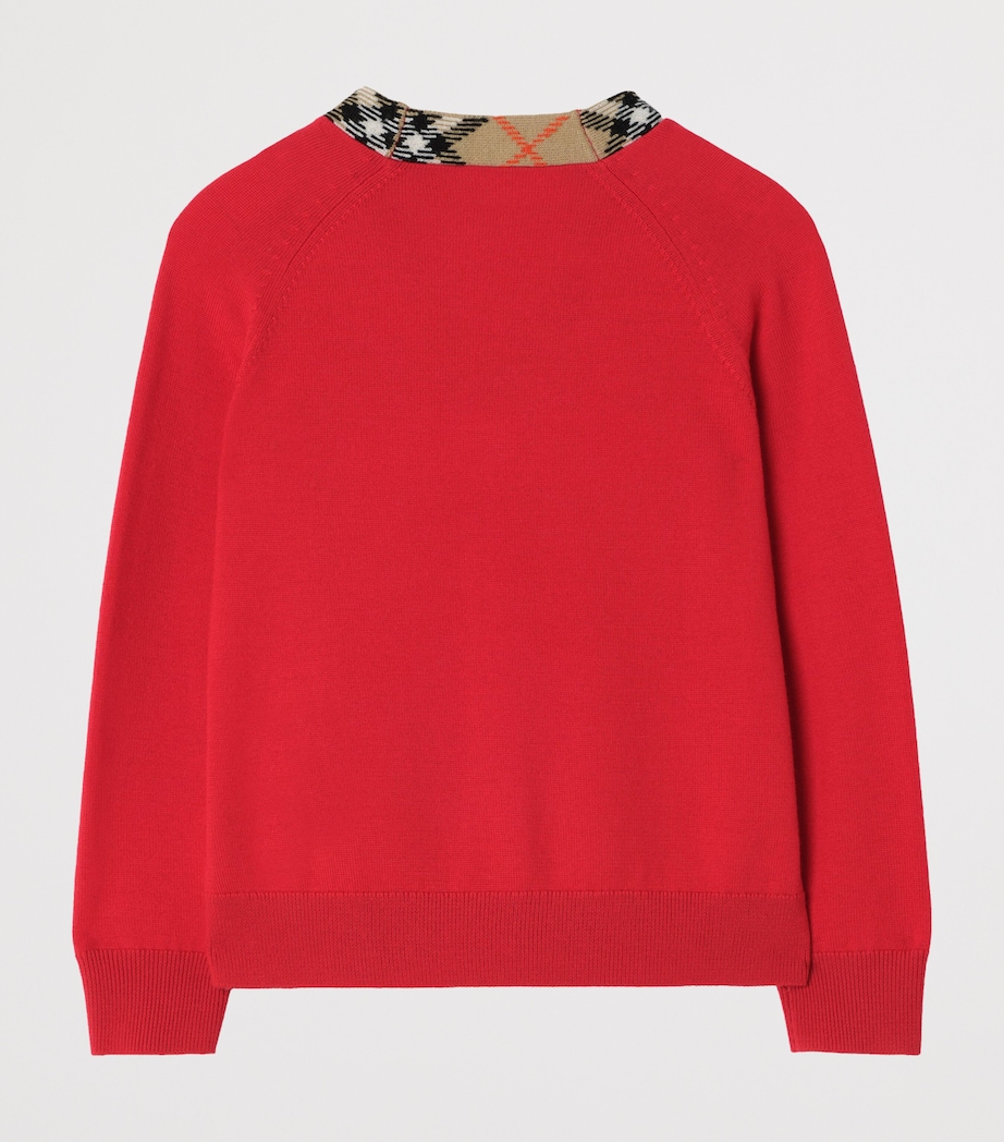 Burberry Kids Wool V-Neck Cardigan (4-12 Years) Red Image 2