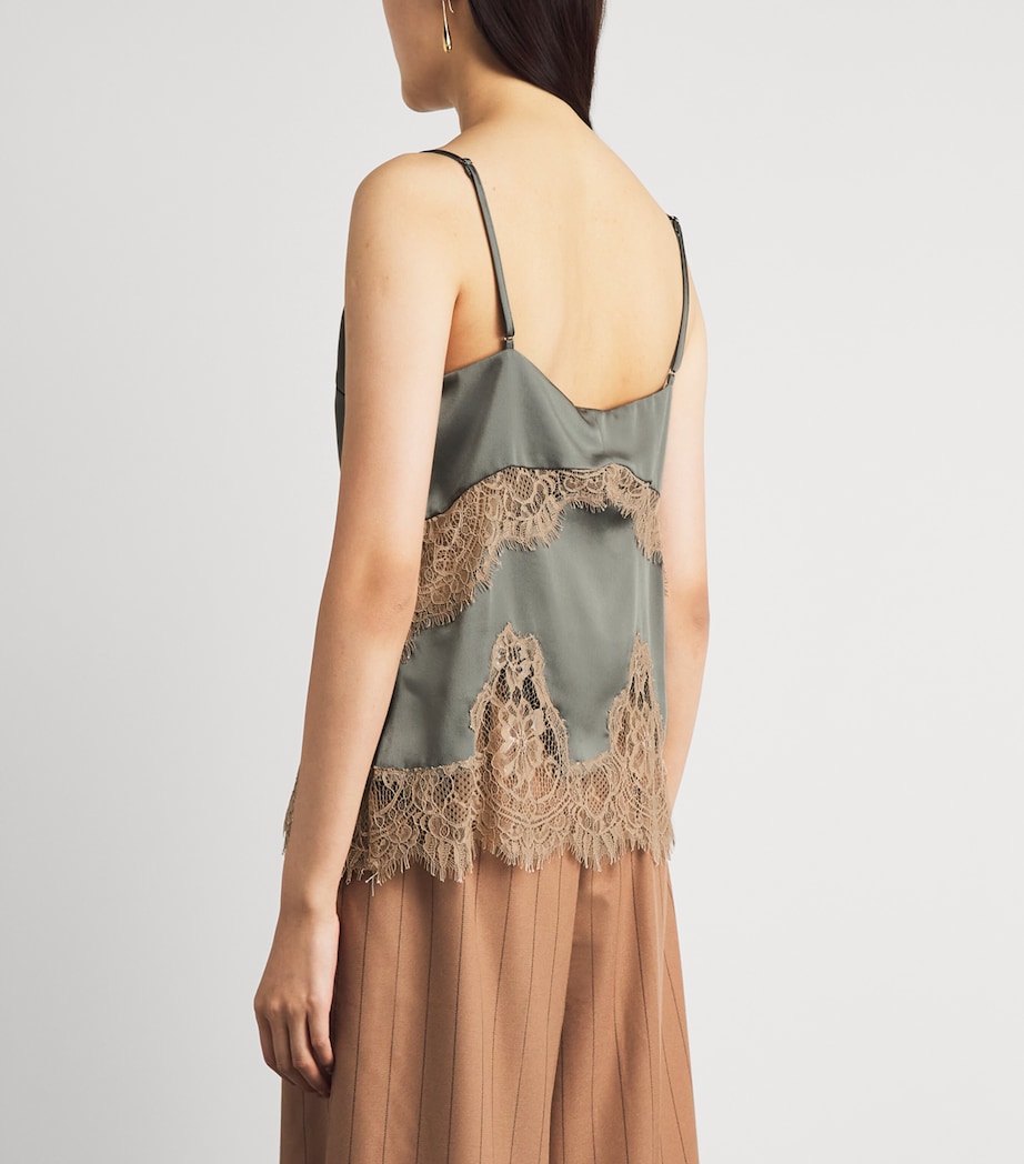 L'Agence Womens Lace-Trim Cami Top Smokey Olive/praline Image 5