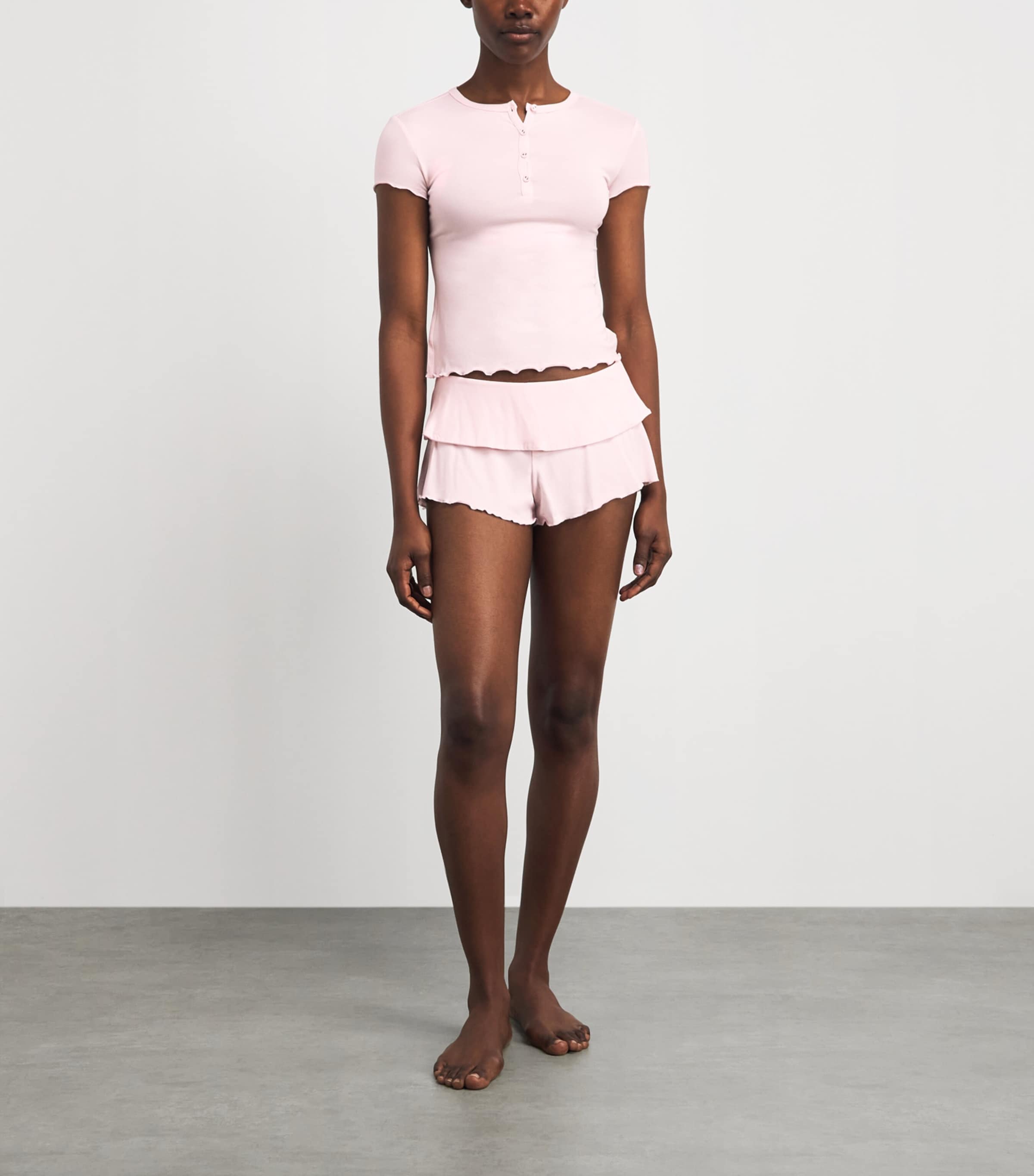 Skims Womens Sleep Short Pyjama Set Barely Pink Image 2
