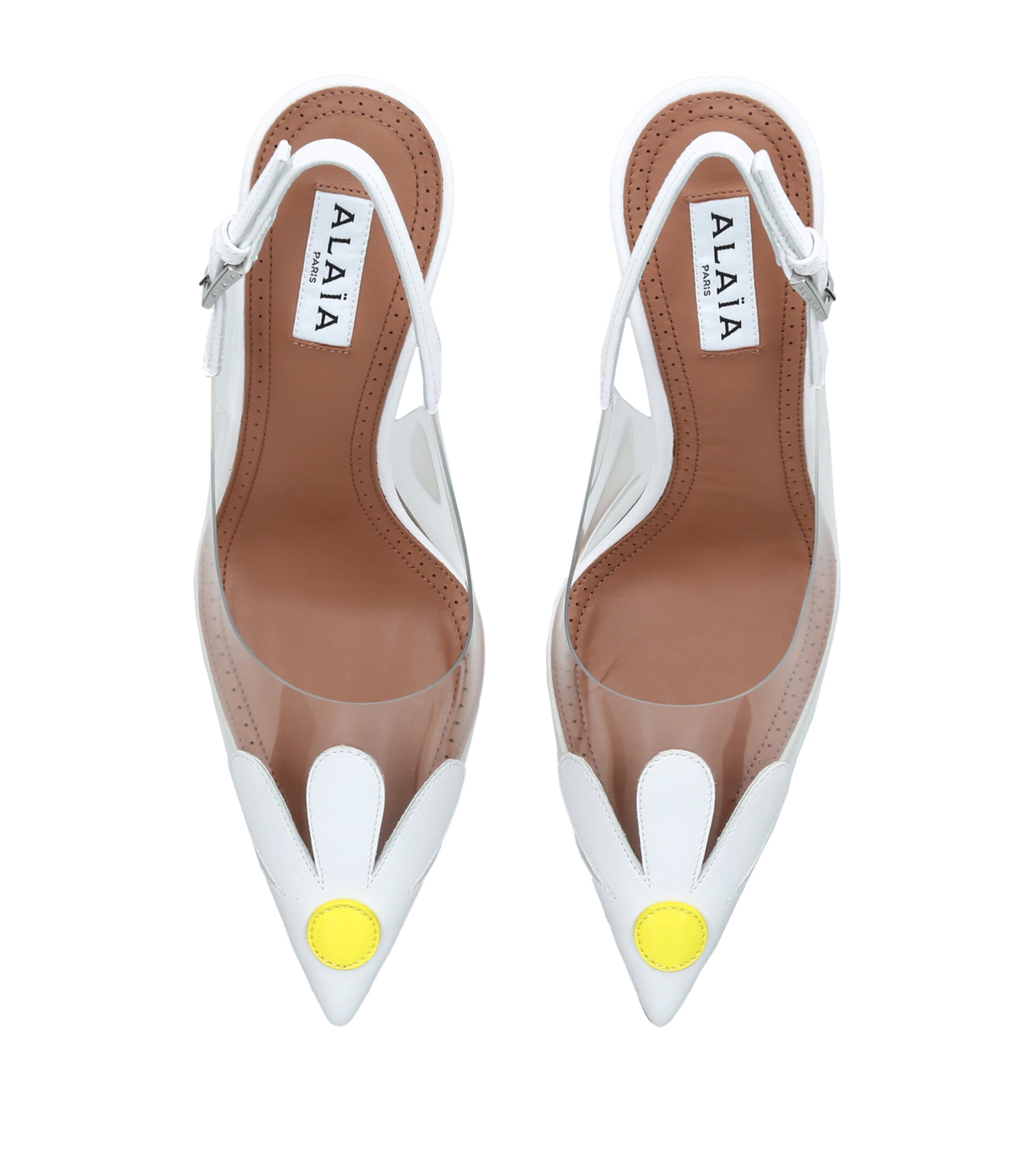 Alaïa White Leather-PVC Bloom Slingback Pumps 90 | Harrods US