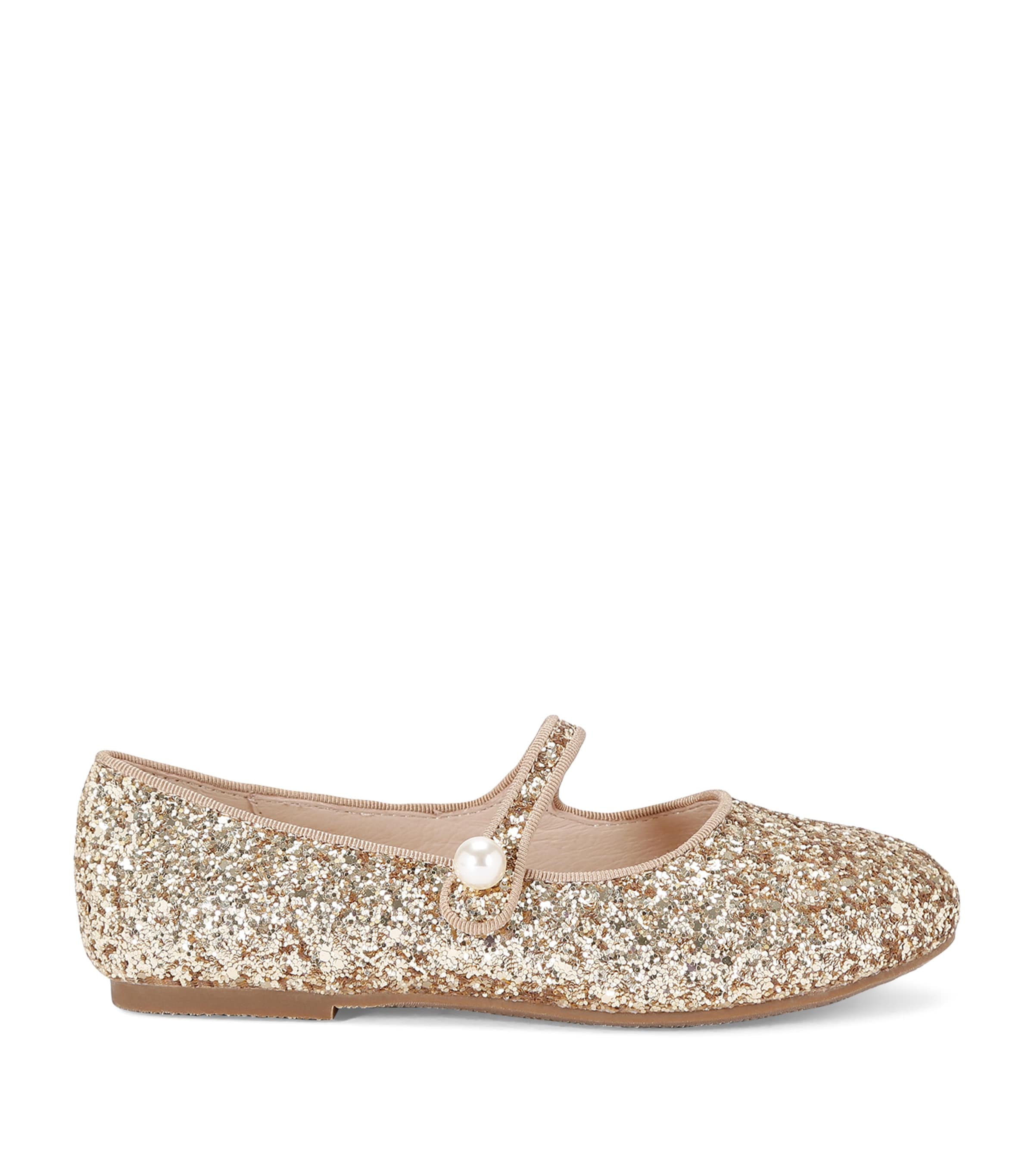 Age Of Innocence Kids' Leather Embellished Elin Flats In Gold