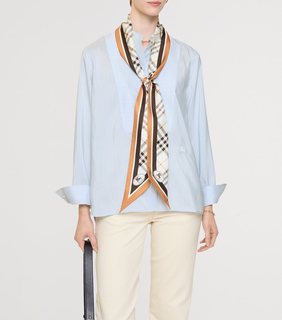 Burberry Silk Check Skinny Scarf Pebble White Image 4