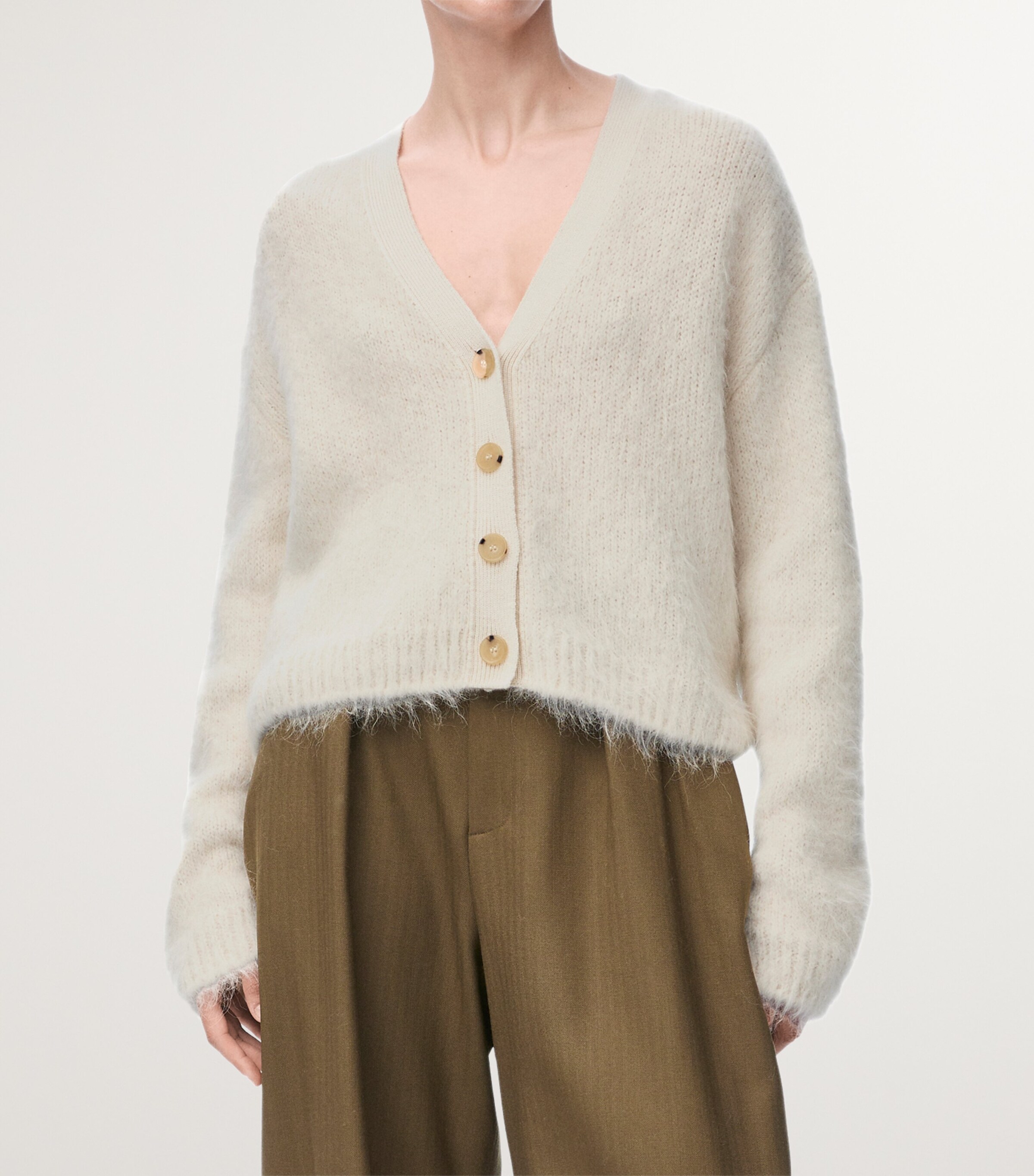 LOEWEニットカーディガン　アイボリー LOEWE Alpaca-blend cardigan | NET-A-PORTER
