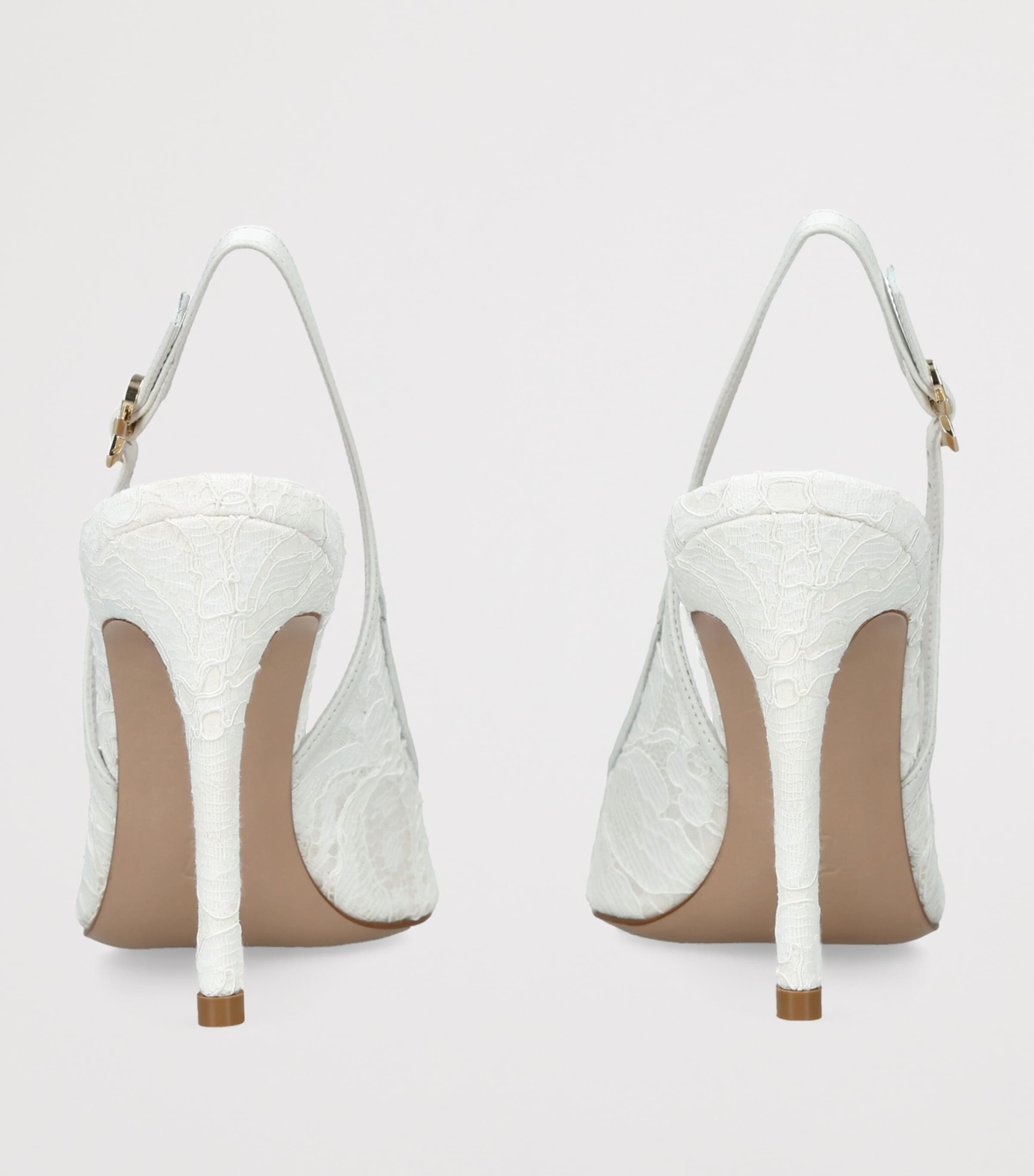 Gianvito Rossi Leather Lace Slingback Heels 95 White Image 4
