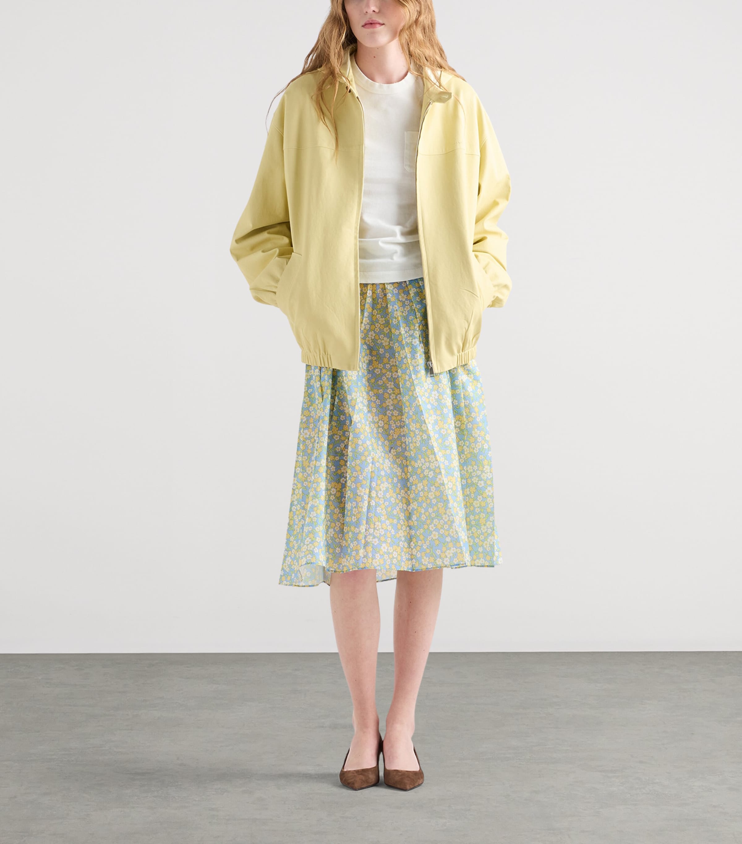 Prada Womens Pleated Floral Midi Skirt Image 2