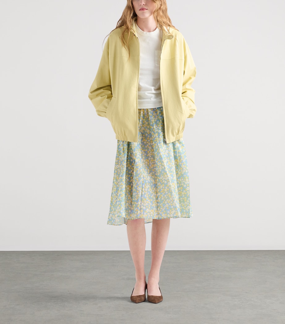 Prada Womens Pleated Floral Midi Skirt Image 2