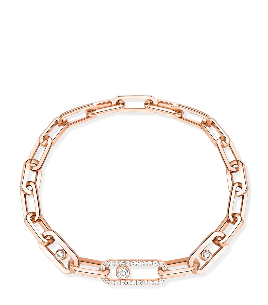 Pink Gold and Diamond Move Link Bracelet PINK GOLD Image 1