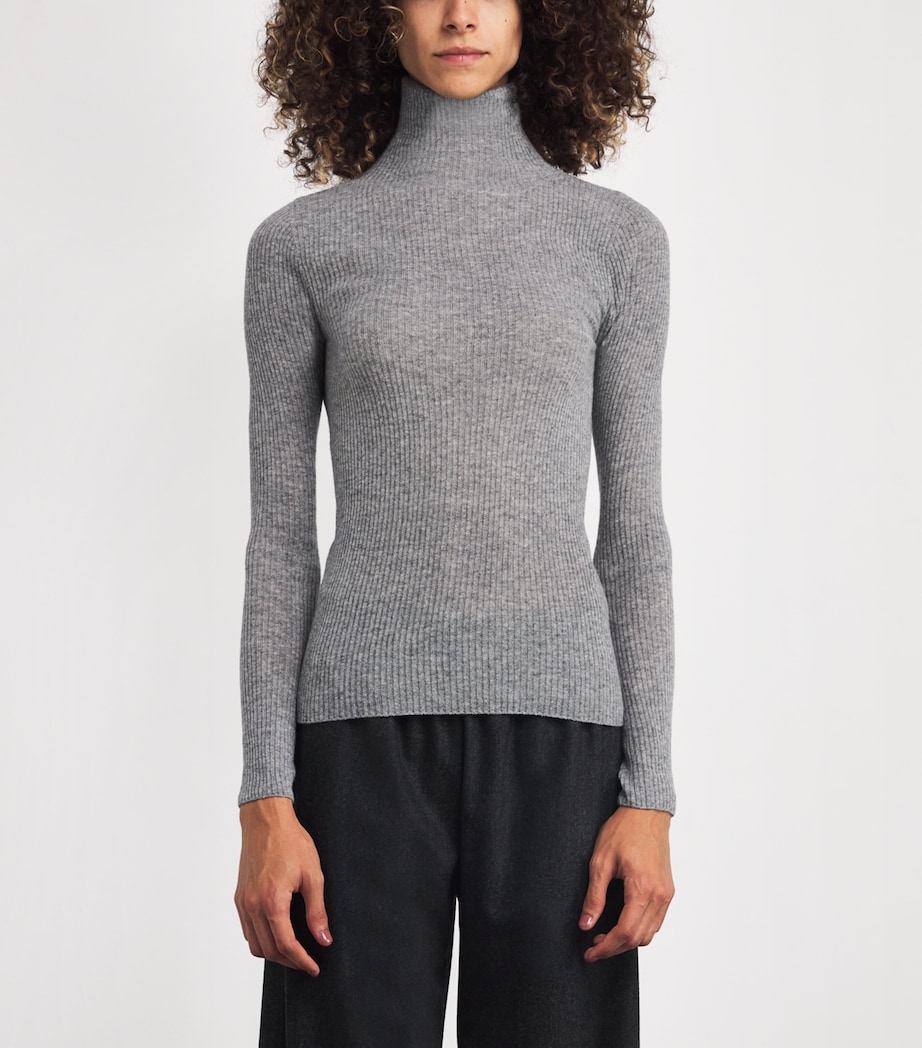 Wool-Silk-Cashmere Ribbed Sweater 8132 ROCCIA Image 3