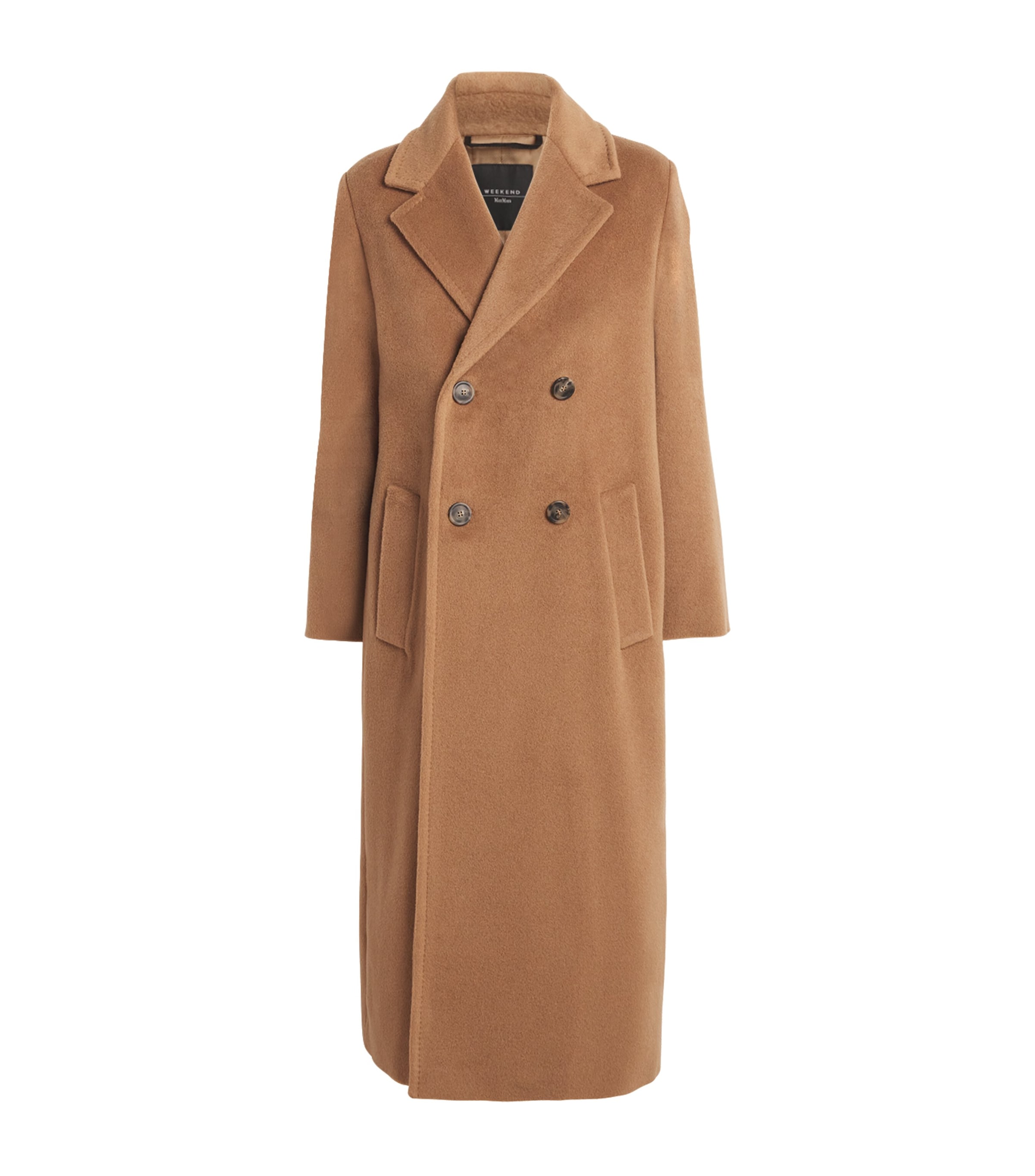 Weekend Max Mara Wool-alpaca-blend Double-breasted Overcoat In Brown