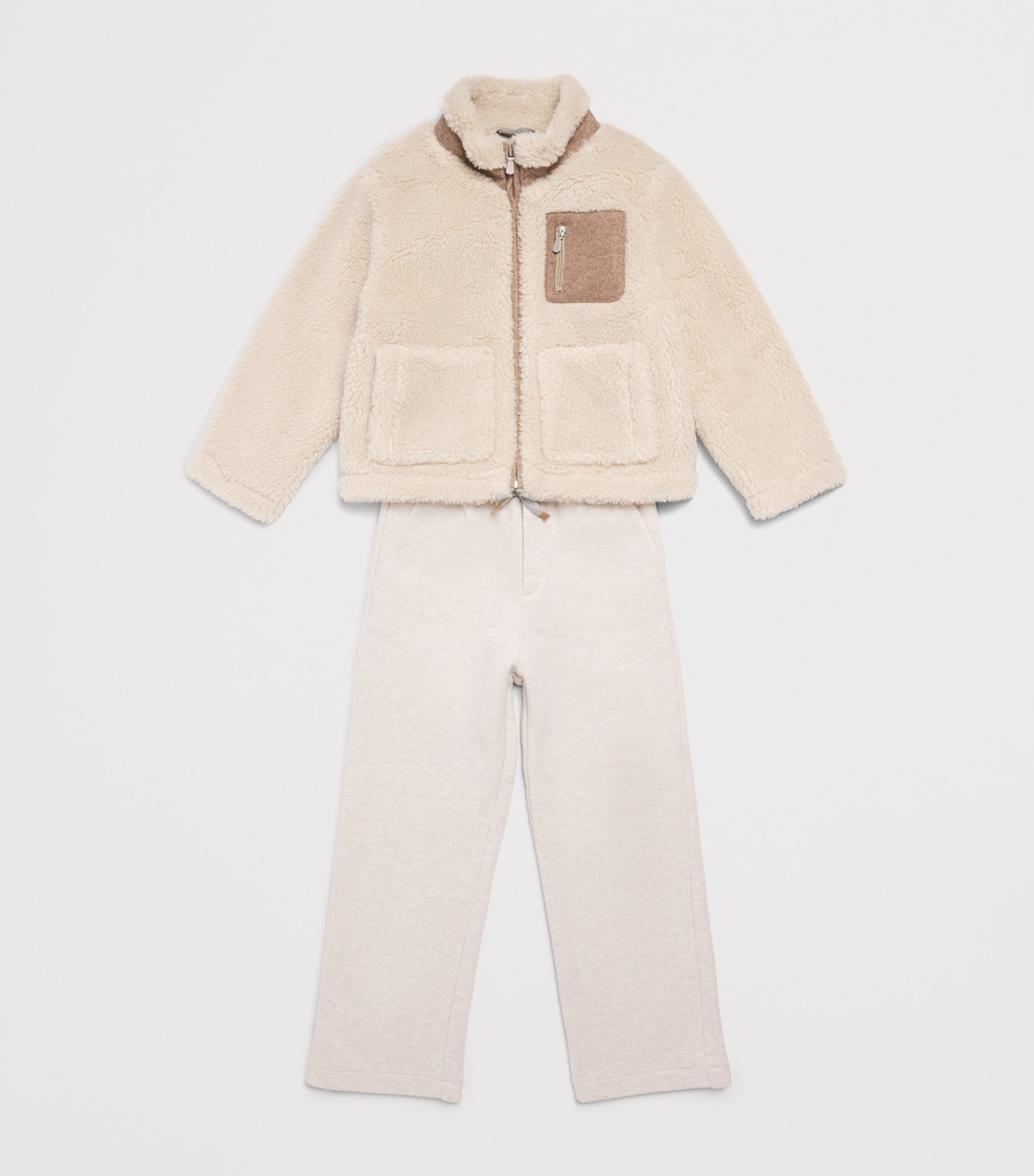 Eleventy Kids High-Neck Teddy Jacket (2-16 Years) Beige Image 3