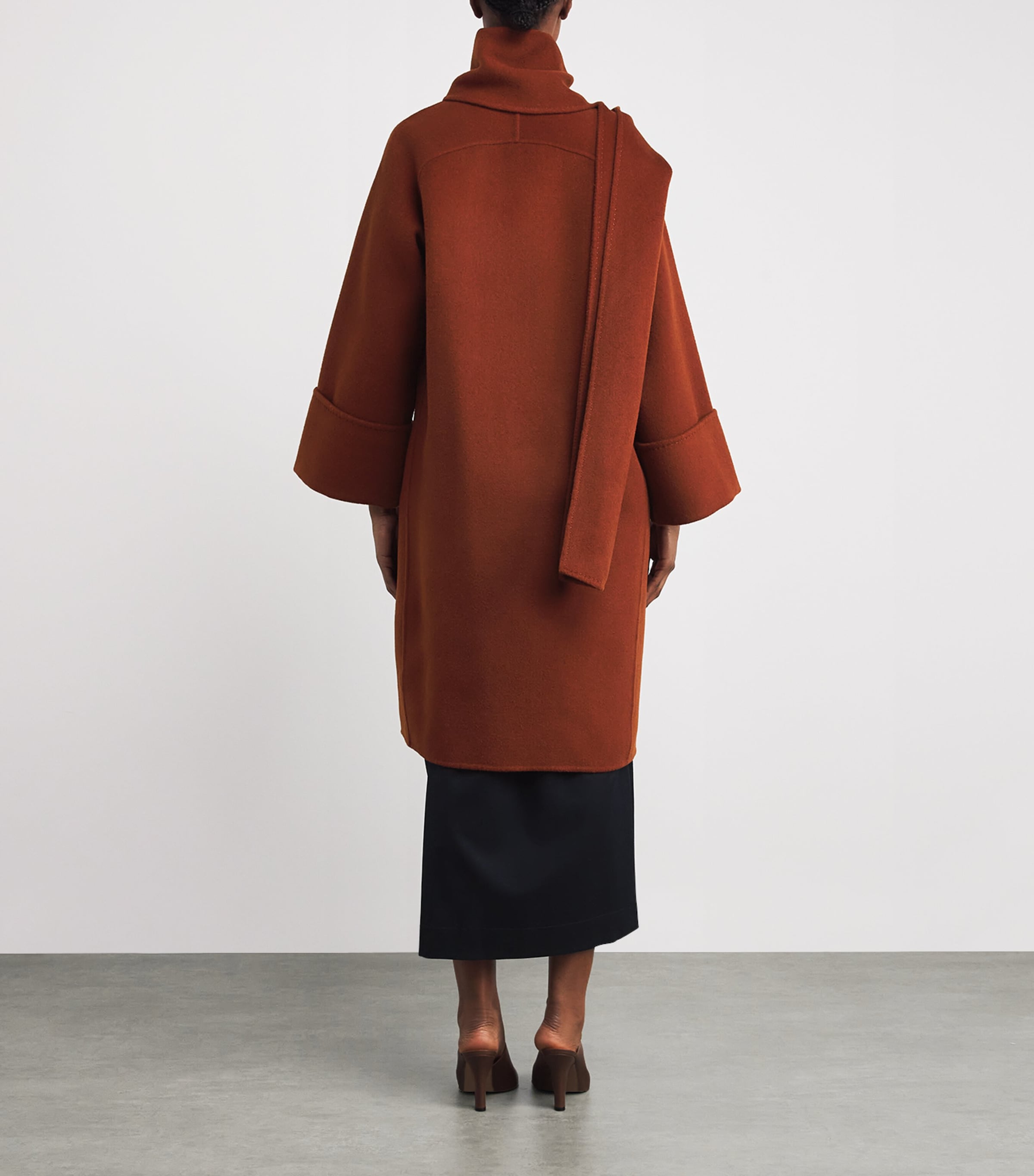 Cashmere Cunardier High Neck Coat CINNAMON Image 4