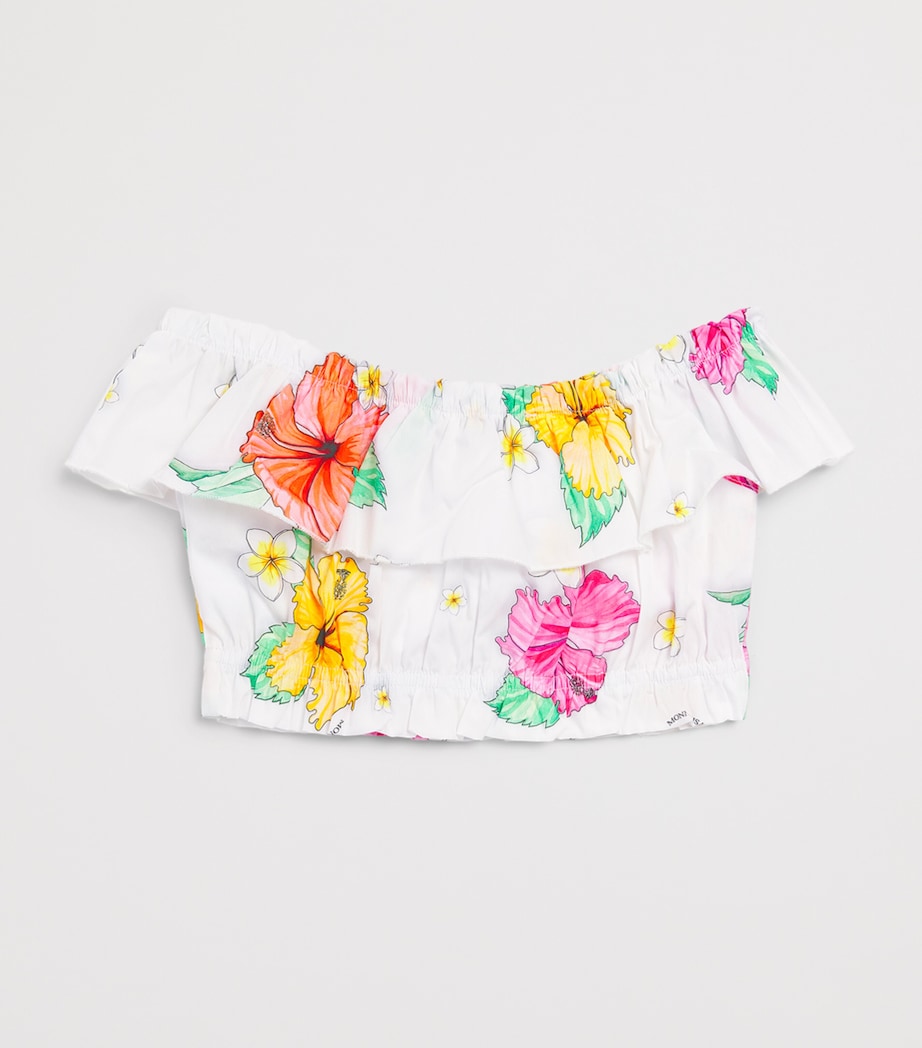 Monnalisa Cotton Poplin Hibiscus Top (2-12 Years) Bianco Image 2