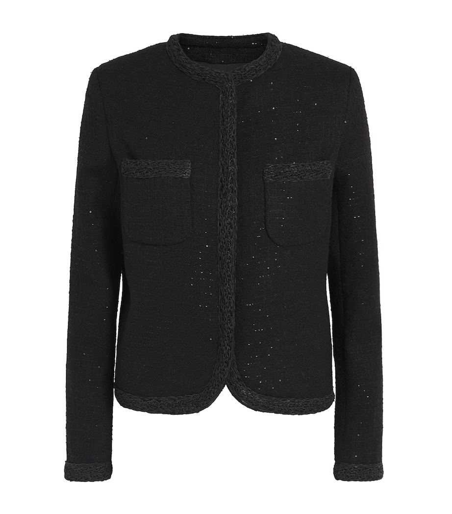 Fabiana Filippi Womens Tweed Sequin Cropped Jacket Nero Image 1