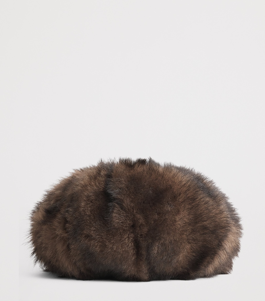 Chloé Shearling Plissé Shoulder Bag Kohl Brow Image 2