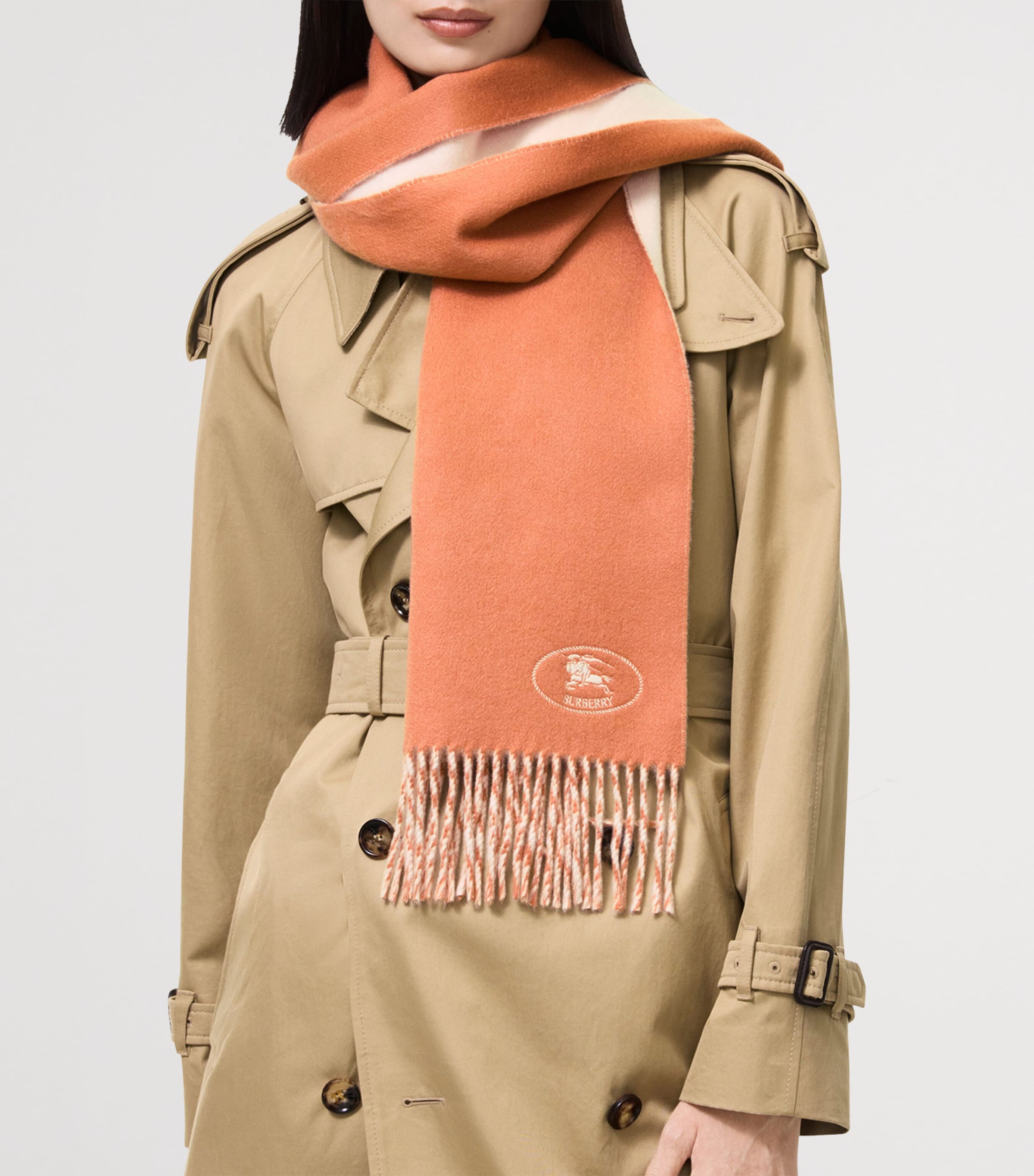 Burberry Cashmere Reversible Knight Scarf Clay Pink Image 2