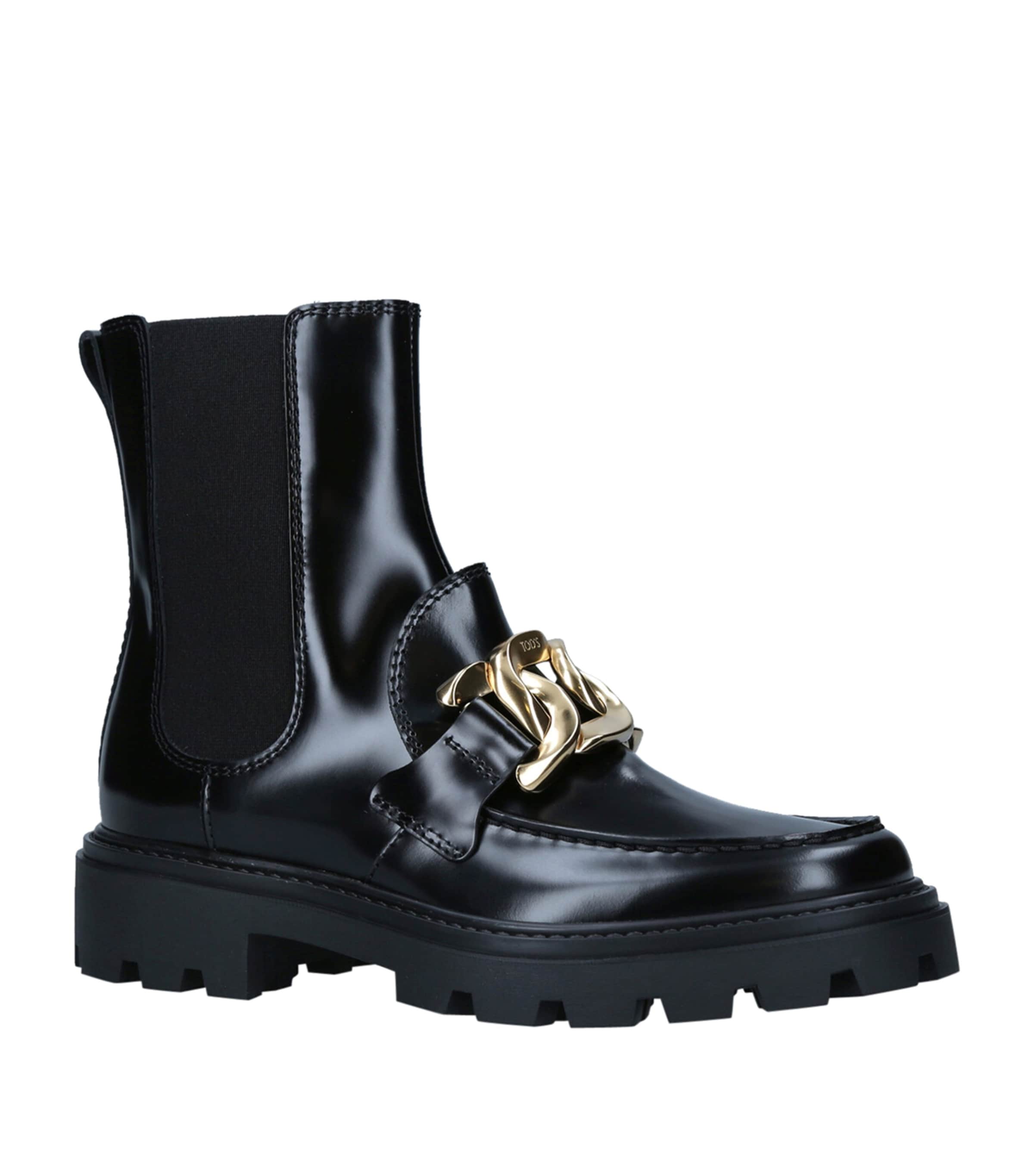 Tod's Leather Gomma Pesante Boots | Women Shoes | Boots | Ankle Boots | Flat Boots | Designers | Tod's