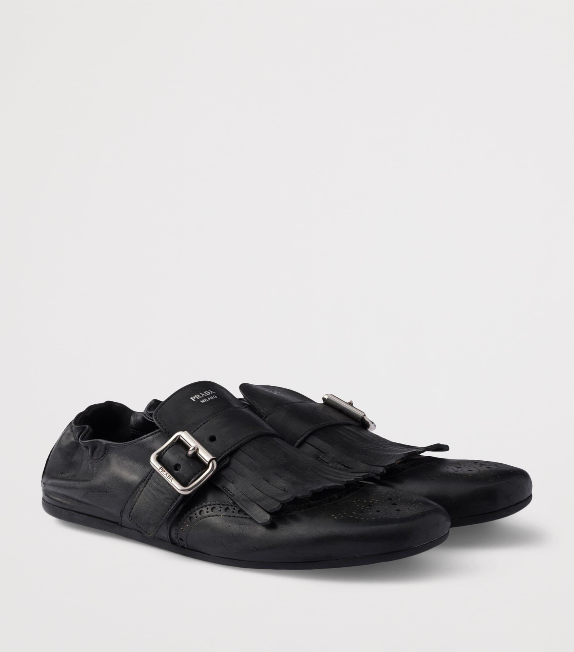 Leather Fringed Shuffle Loafers F0002 Image 3