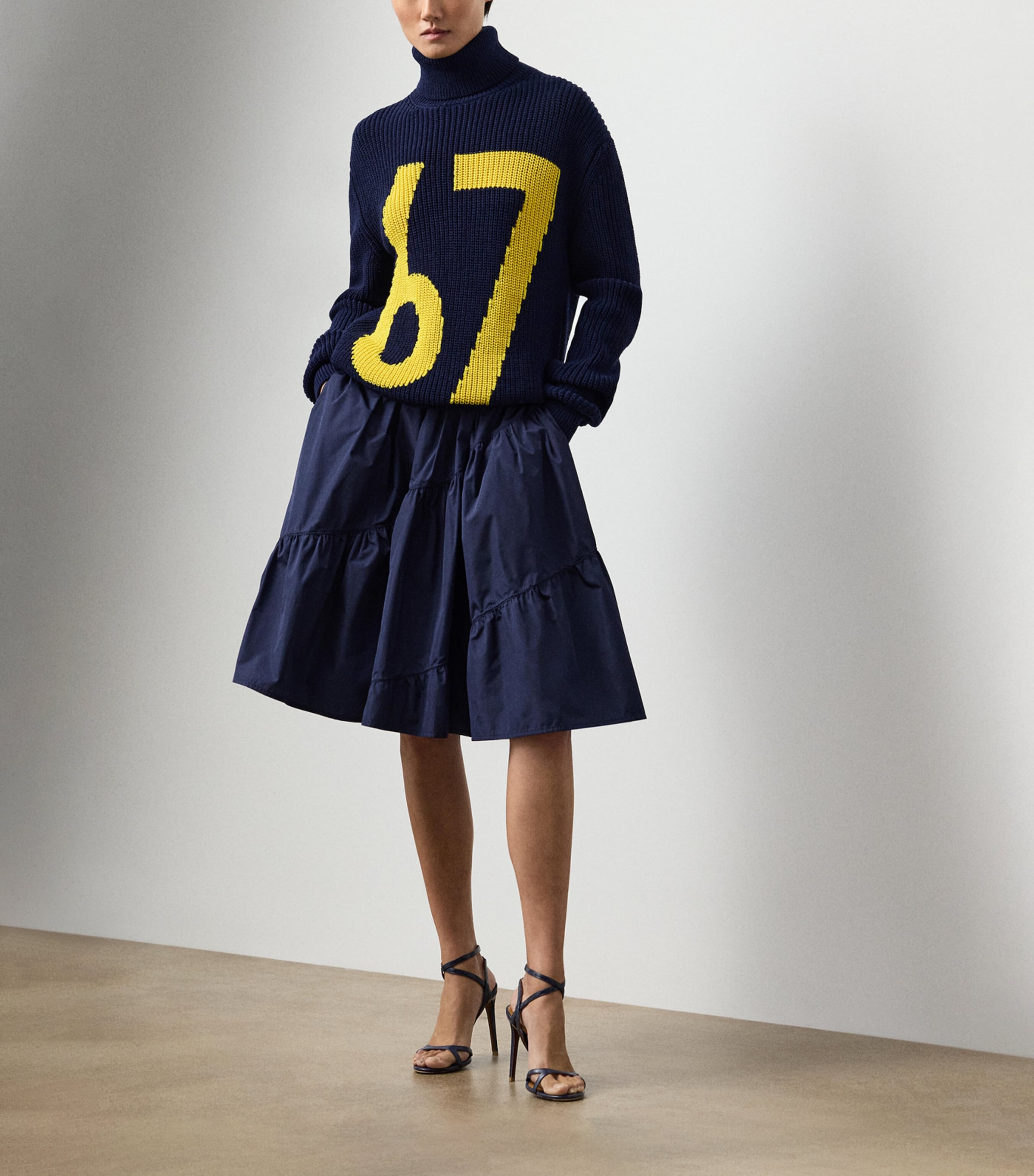 Taffeta Kyle Midi Skirt NAVY-410 Image 2