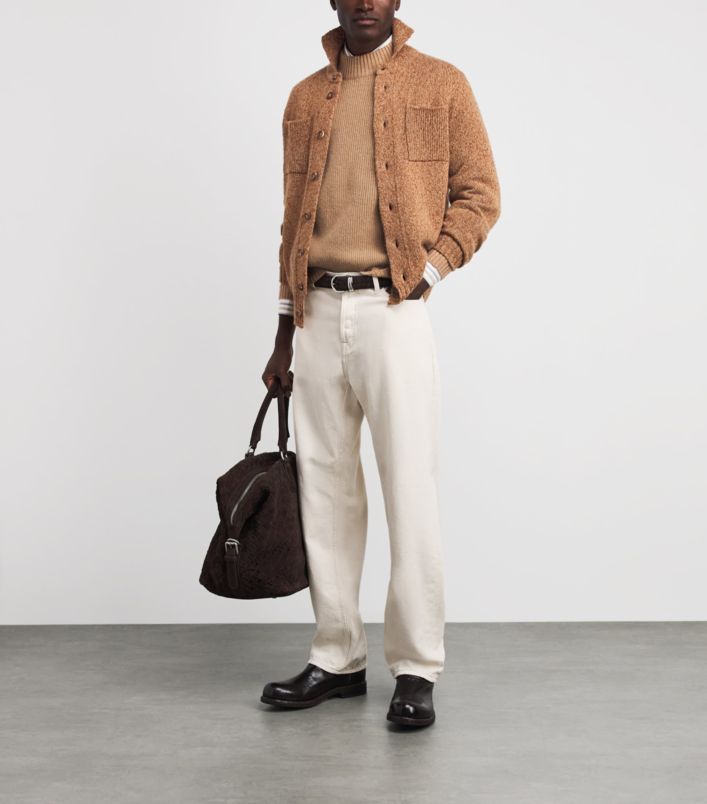 Fioroni Cashmere Mens Cashmere-Silk Mock-Neck Cardigan Image 2