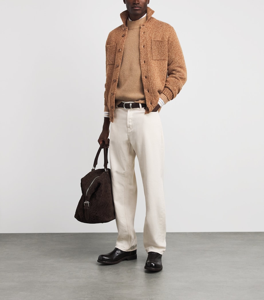 Fioroni Cashmere Mens Cashmere-Silk Mock-Neck Cardigan Image 2
