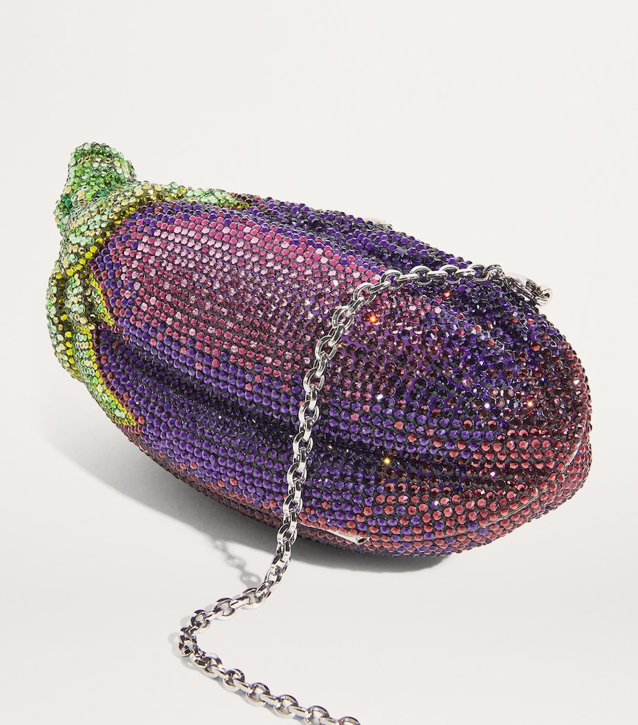 Judith Leiber Embellished Eggplant Clutch Bag Silver Iris Multi Image 6