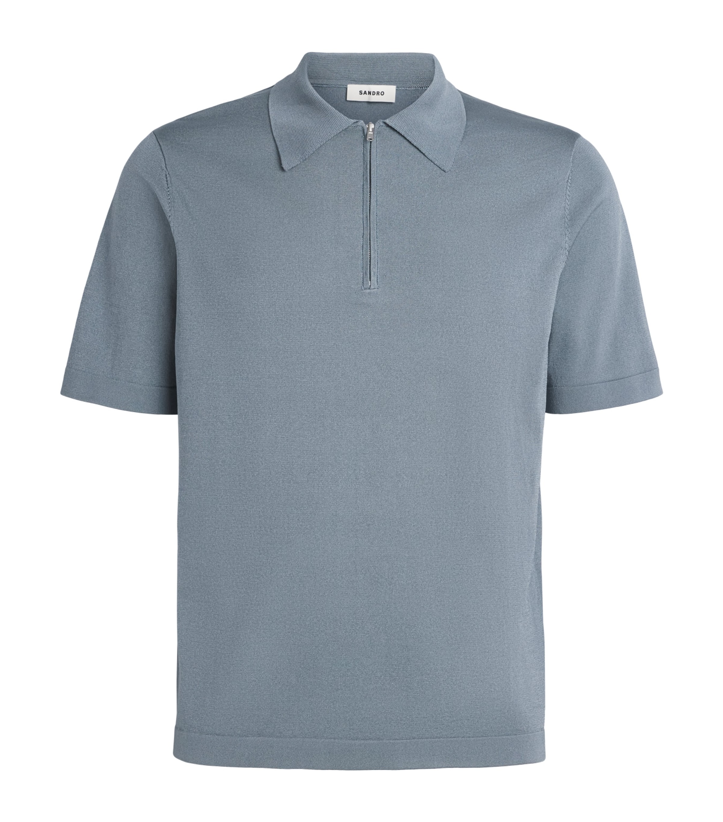 Sandro Paris Mens Zip-Up Polo Shirt Grey / Blu Image 1