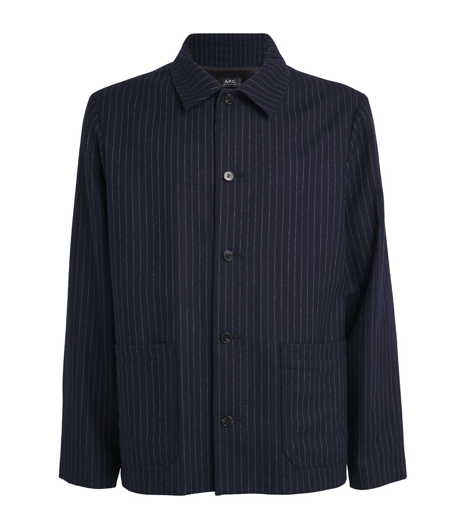 Wool-Blend Striped Jacket IAK DARK NAVY Image 1