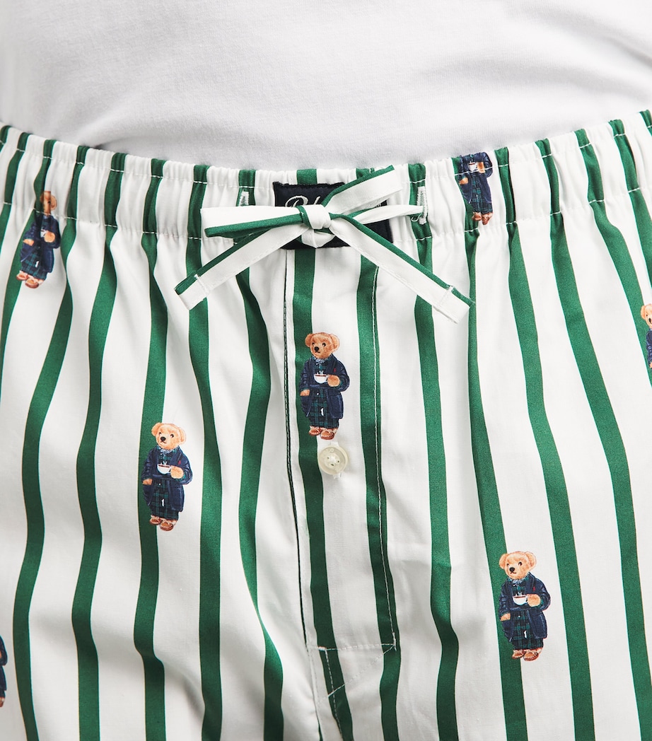 Polo Ralph Lauren Mens Cotton Stripe Polo Bear Pyjama Bottoms Verano Green/wht Aob Image 3