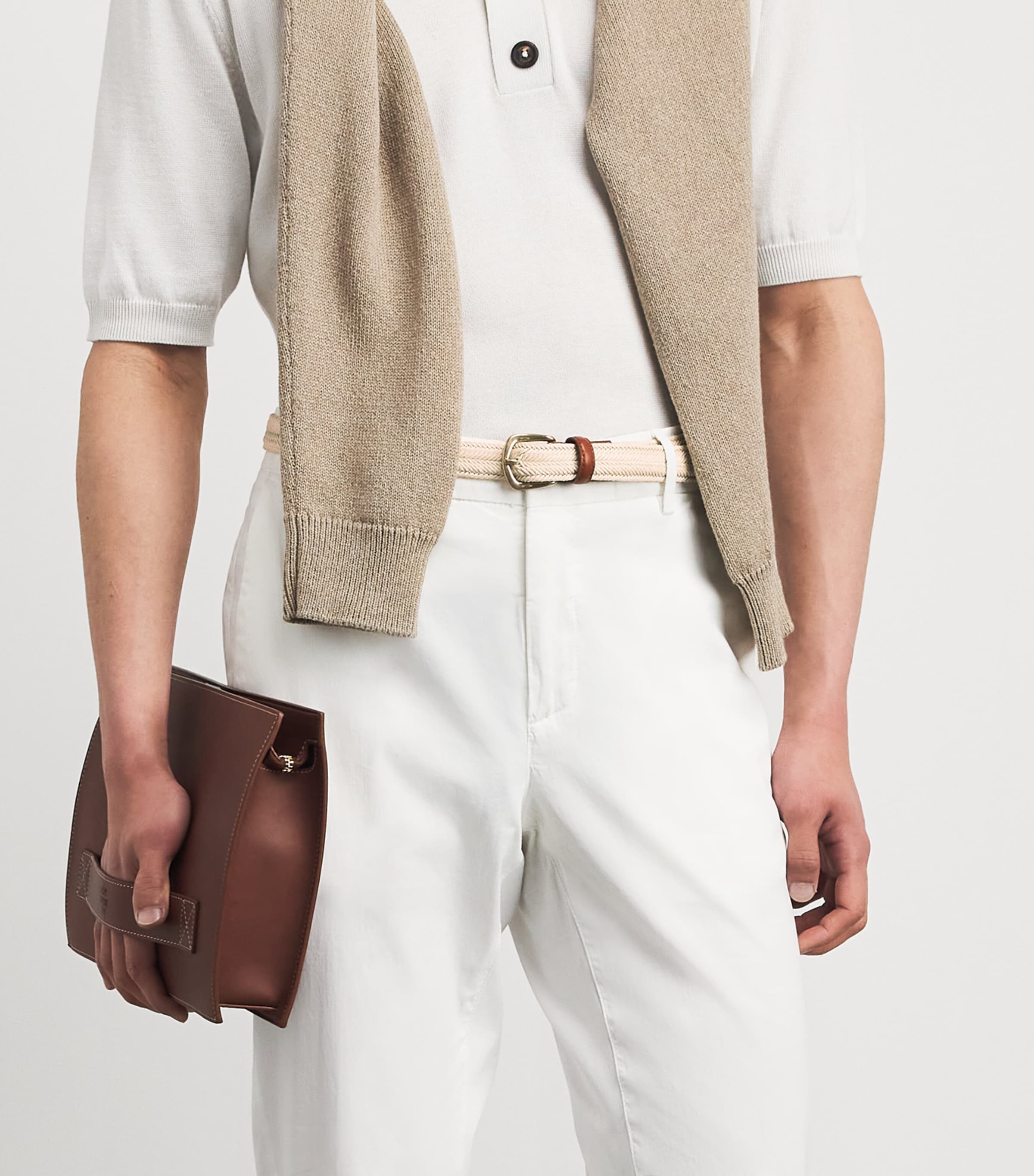 Eleventy Cotton Woven Belt Sabbia Image 2