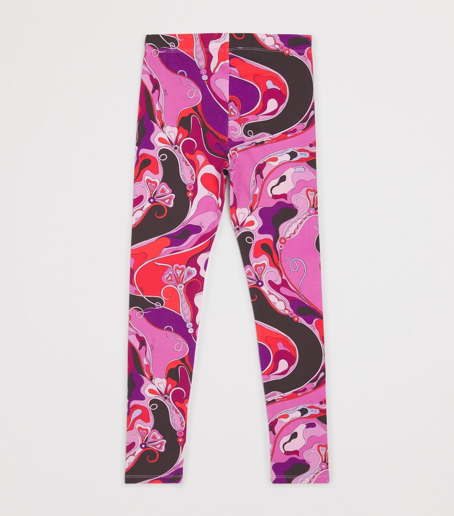 Stretch-Cotton Orchidee Print Leggings (4-14 Years) 513ROFUCHSIA/RED Image 2