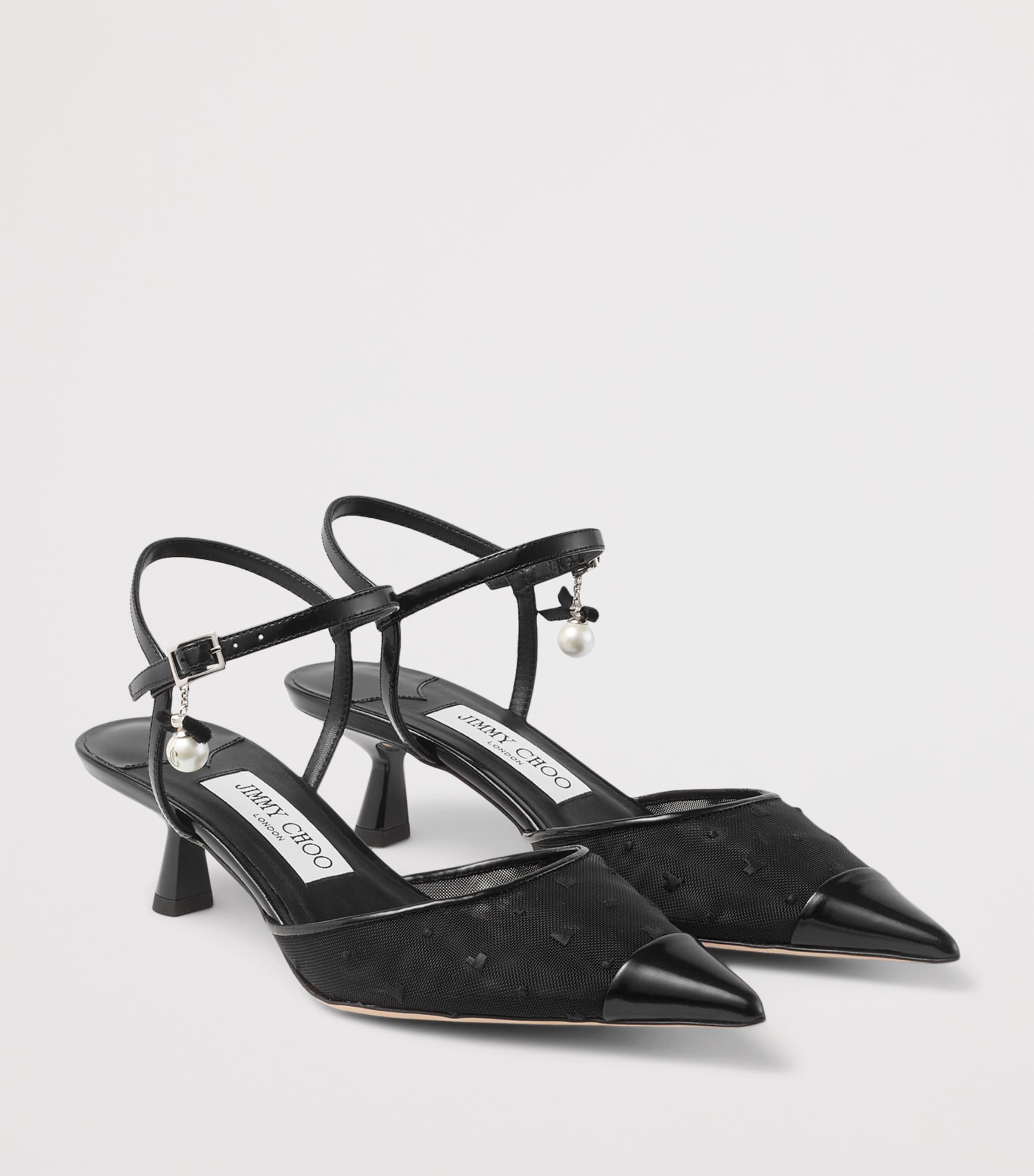 Jimmy Choo Aren 45 Mesh-Leather Pumps Black/black Image 5