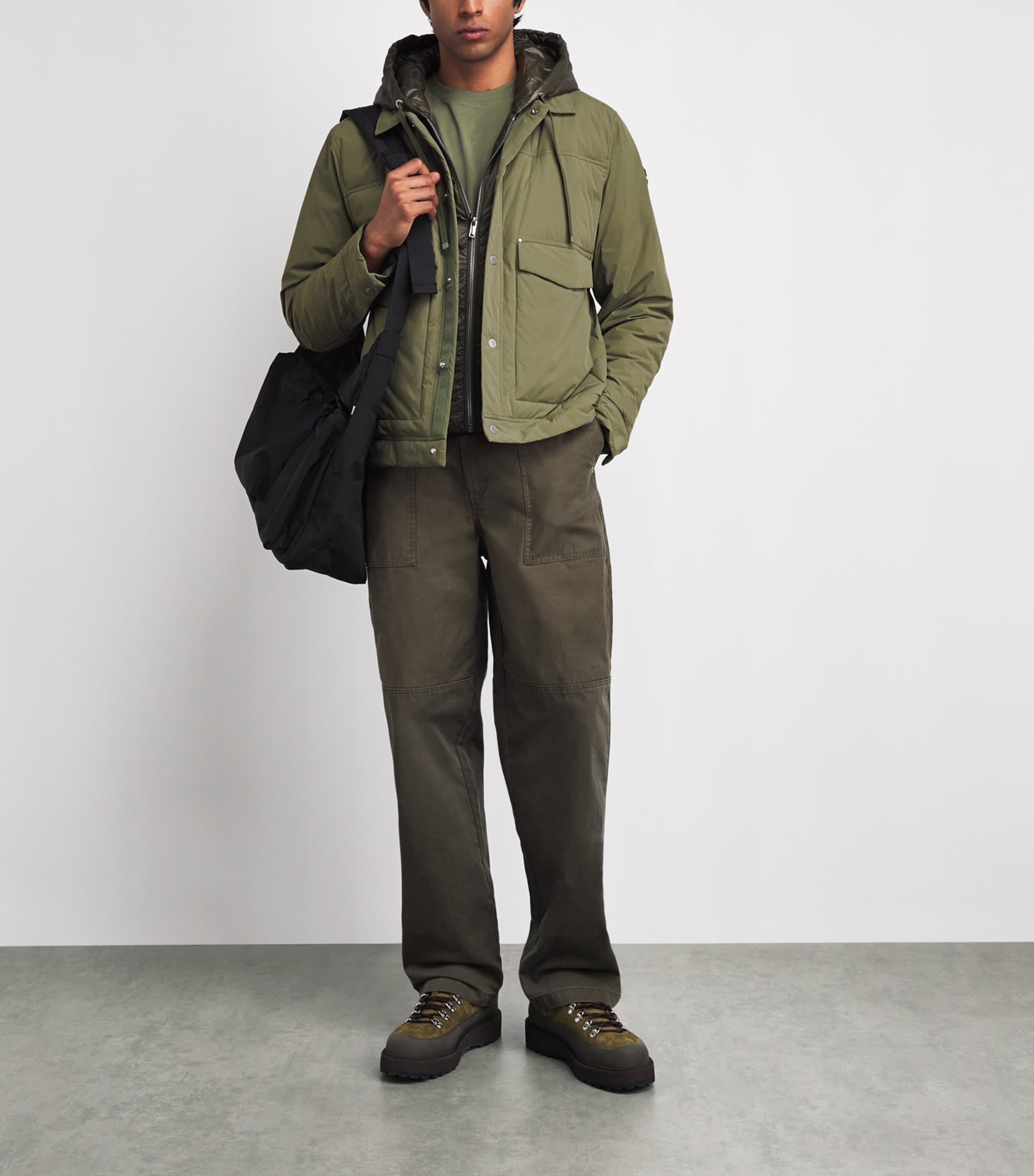 Moose Knuckles Mens Down Brixton Trucker Jacket UPF 50+ Artichoke Image 2
