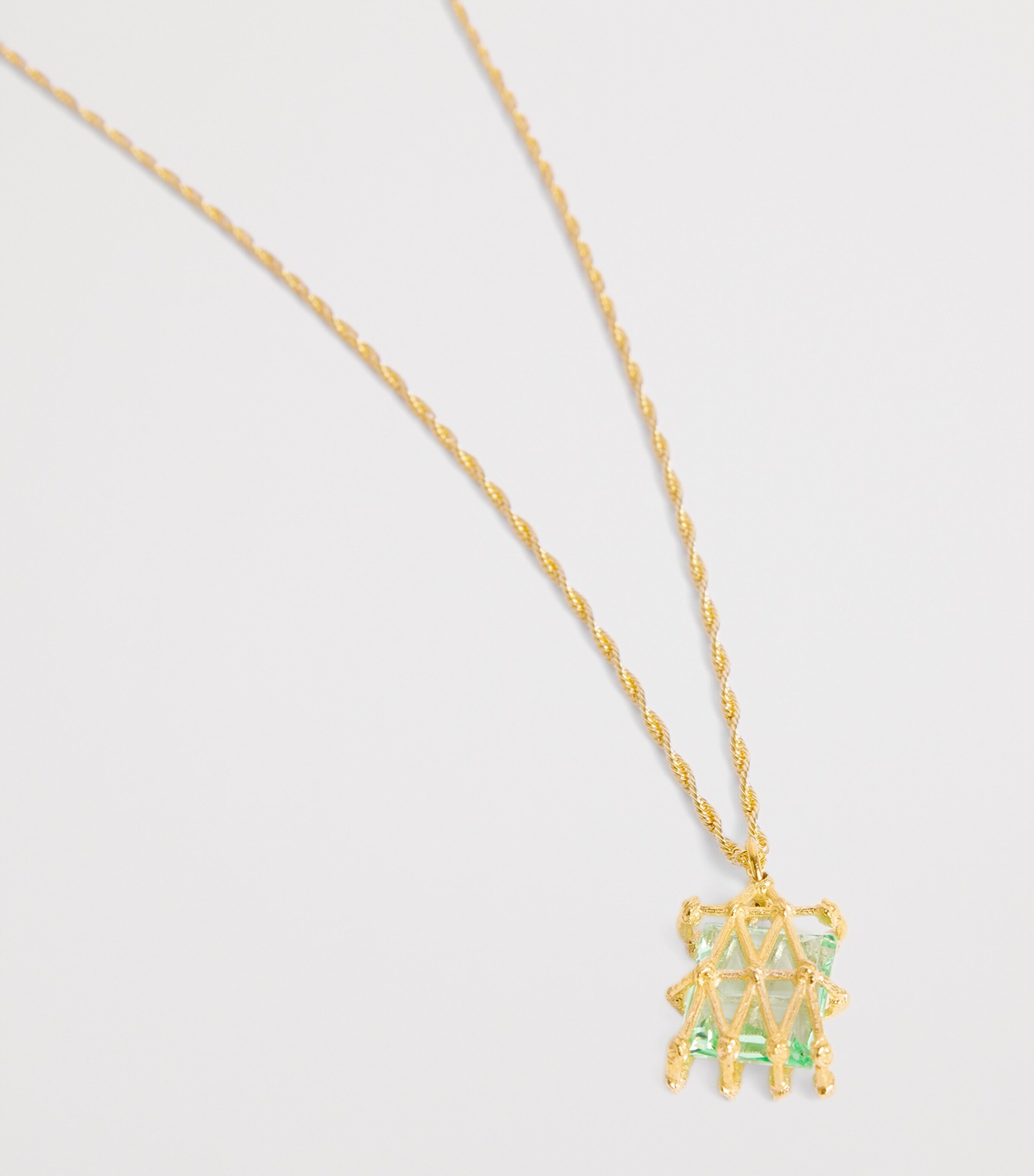 Yellow Gold and Sapphire Basket Pendant Necklace GOLD Image 4