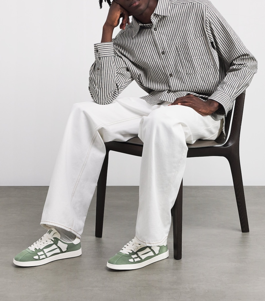 AMIRI Leather Pacific Bones Sneakers Olive Image 2