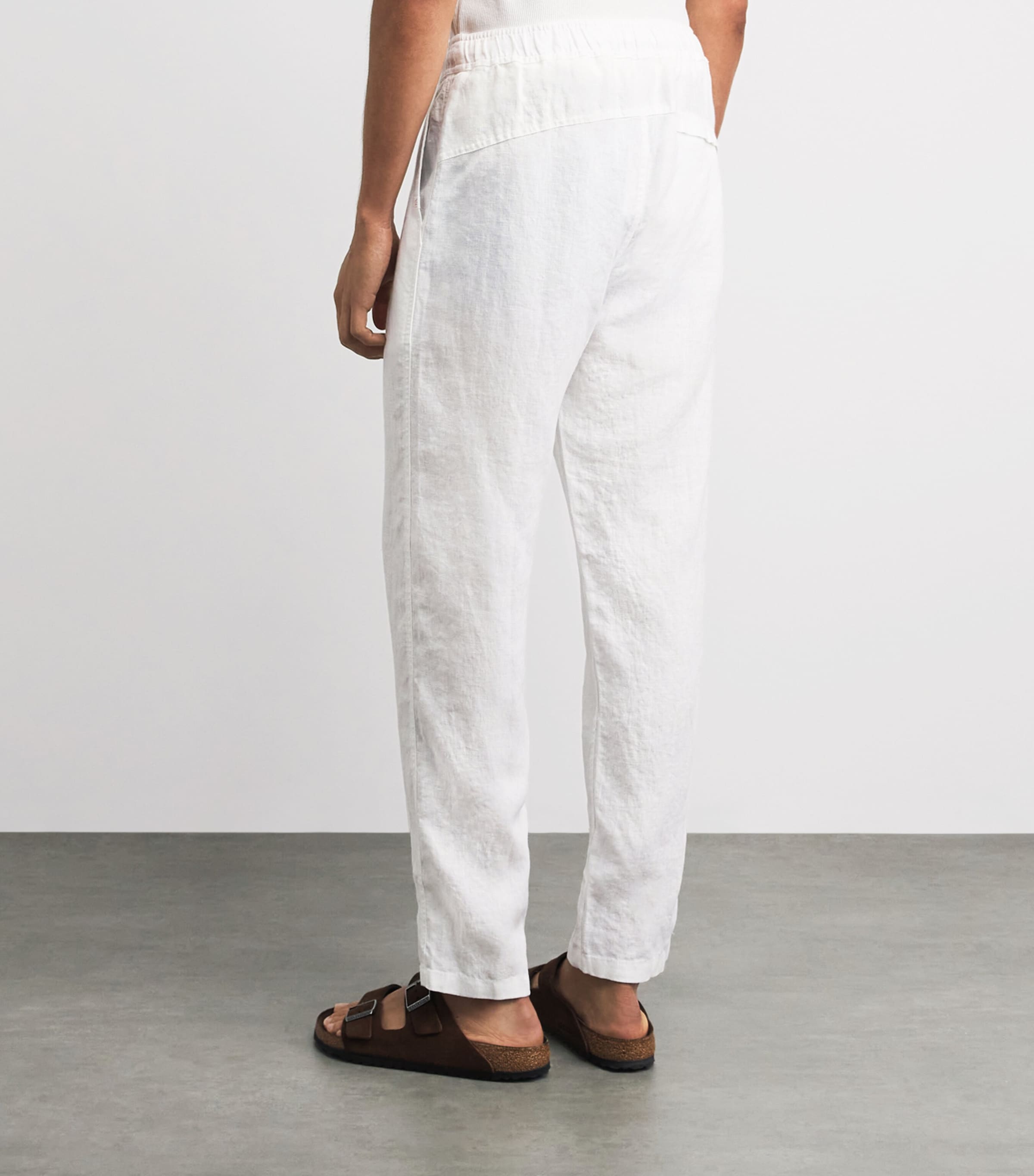 Derek Rose Mens Linen Vienna Straight Trousers Whi Image 5