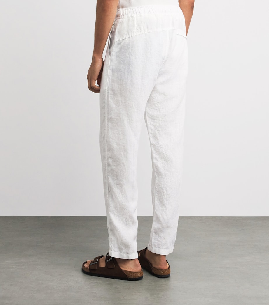 Derek Rose Mens Linen Vienna Straight Trousers Whi Image 5