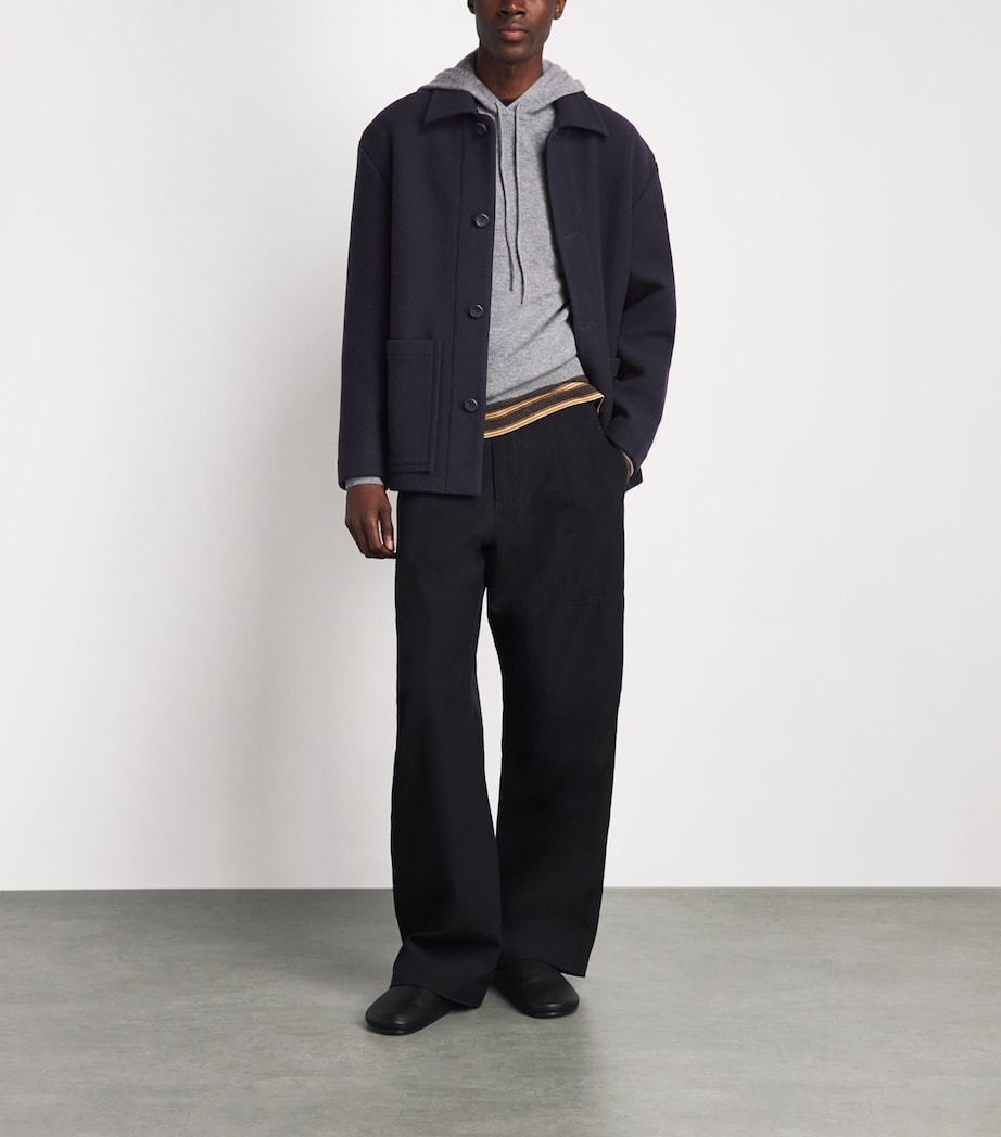 Sandro Paris Mens Wool-Blend Overshirt Midnight Blue Image 2