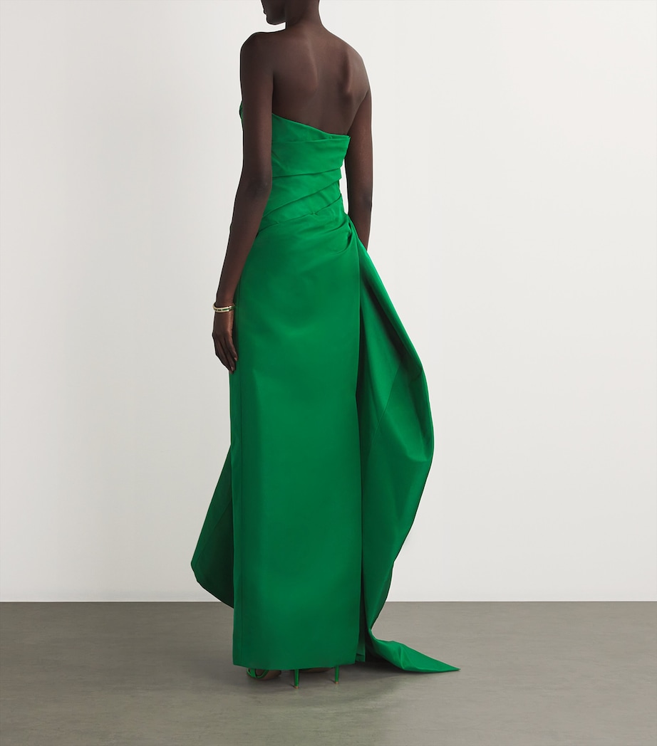Monique Lhuillier Womens Silk Asymmetric Draped Column Gown Grass Image 3