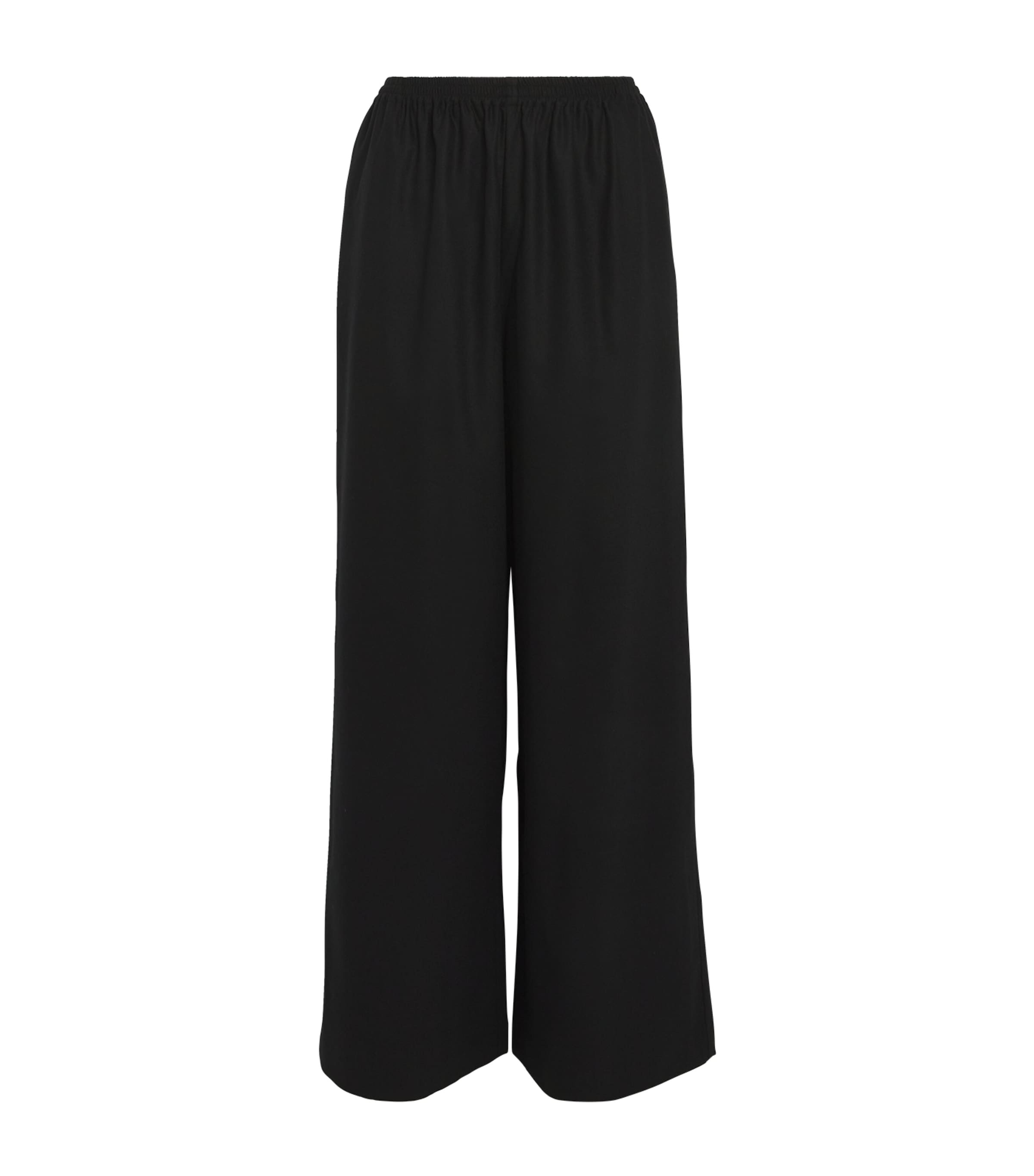 Eskandar Flared Midweight Crepe Trousers In Black