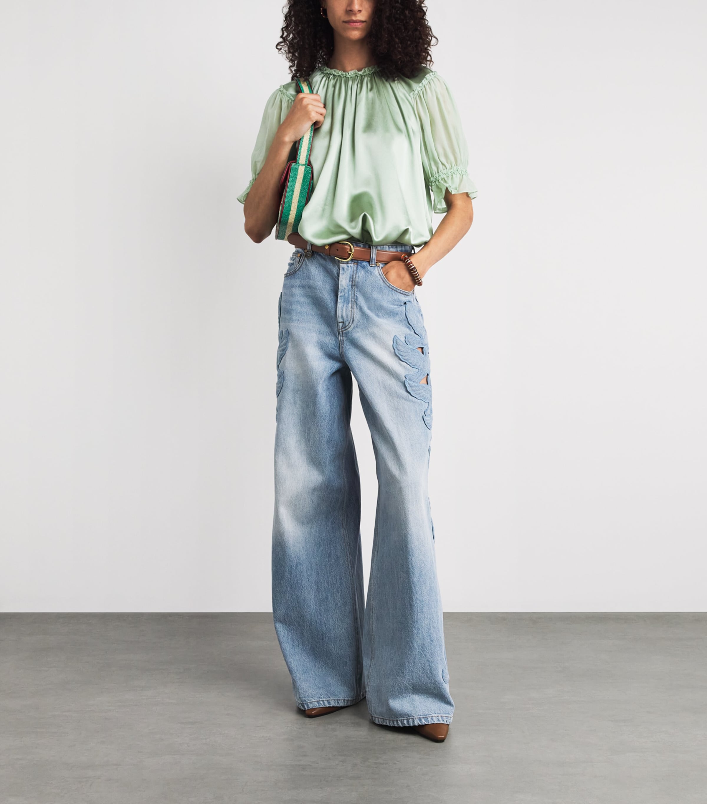 Ulla Johnson Womens Silk Alina Blouse Celadon Image 2