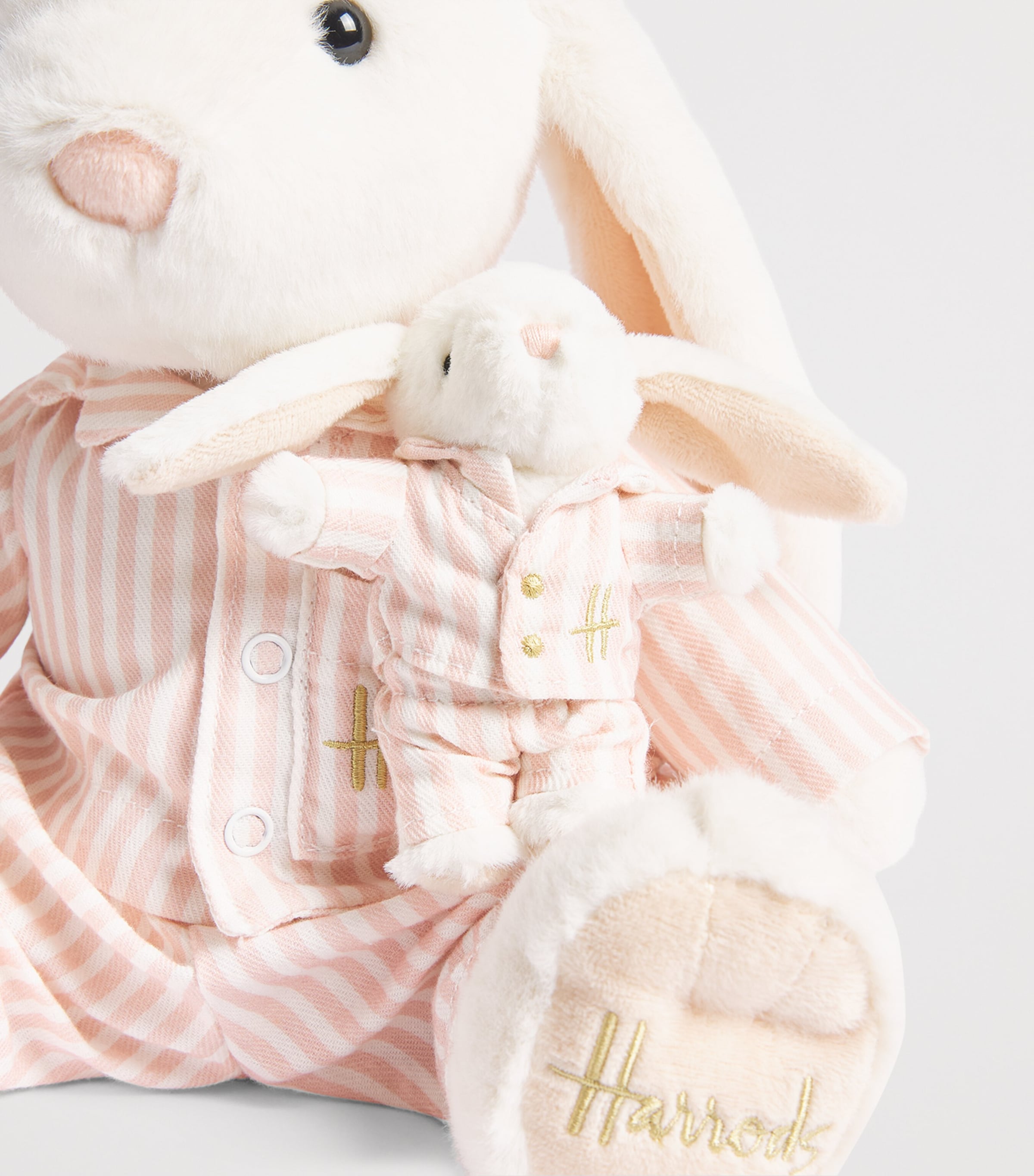 Harrods Stripe Pyjamas Bunny (22cm) Pink Image 3