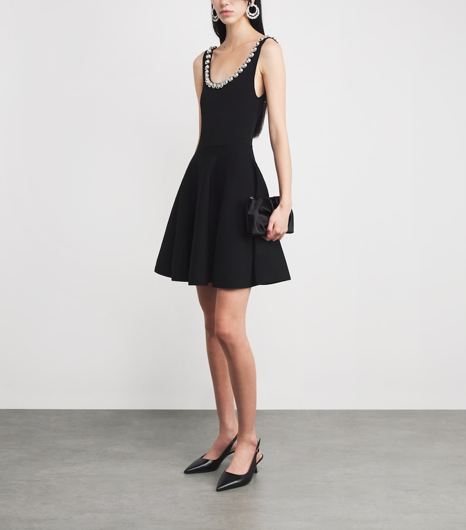 Embellished-Neck Mini Dress BLACK Image 2