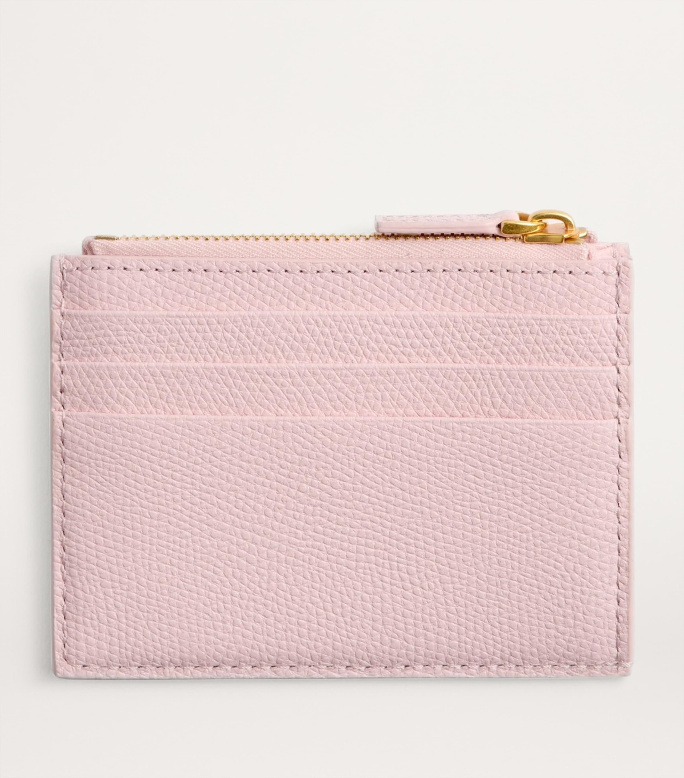 Valentino Garavani Pink Leather VLogo Signature Zipped Card