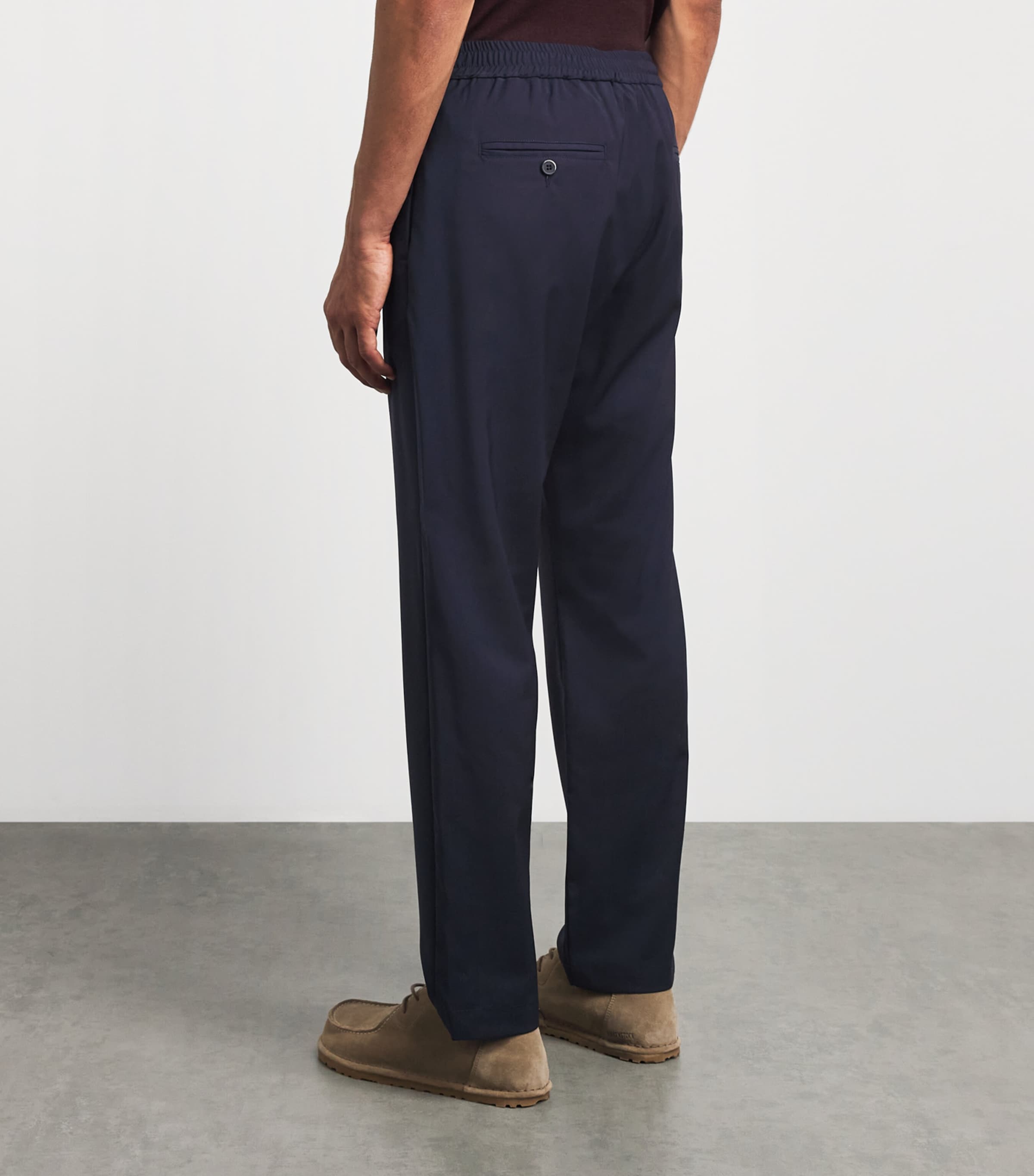 Barena Mens Virgin Wool Elasticated Trousers Navy Image 5