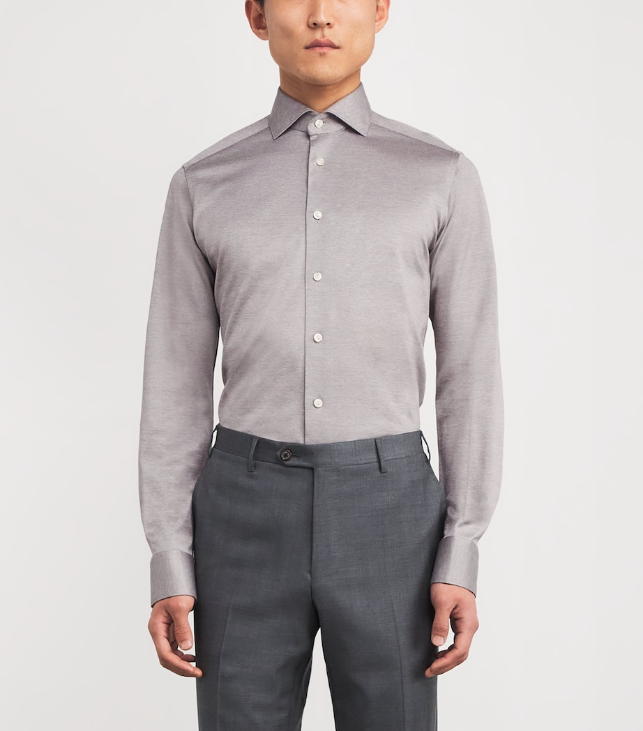 Cotton Filo di Scozia Slim Shirt 33BEIGE Image 3