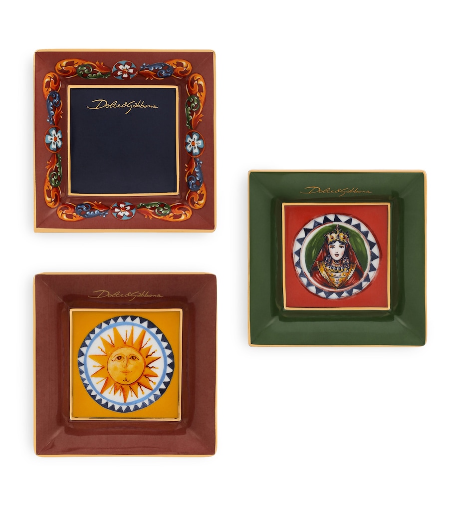 Set of 3 Carretto Decorative Square Plates (10cm) UC036-CARRETTO Image 1