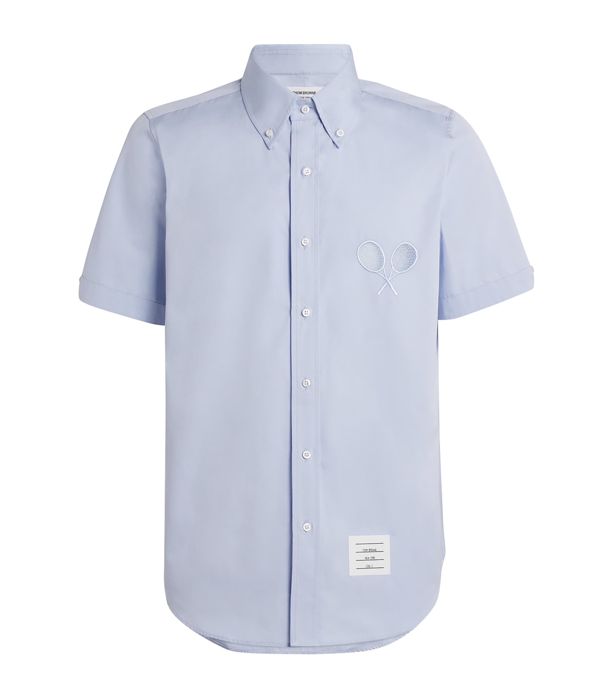 Thom Browne Blue Cotton Poplin Tennis Shirt | Harrods US