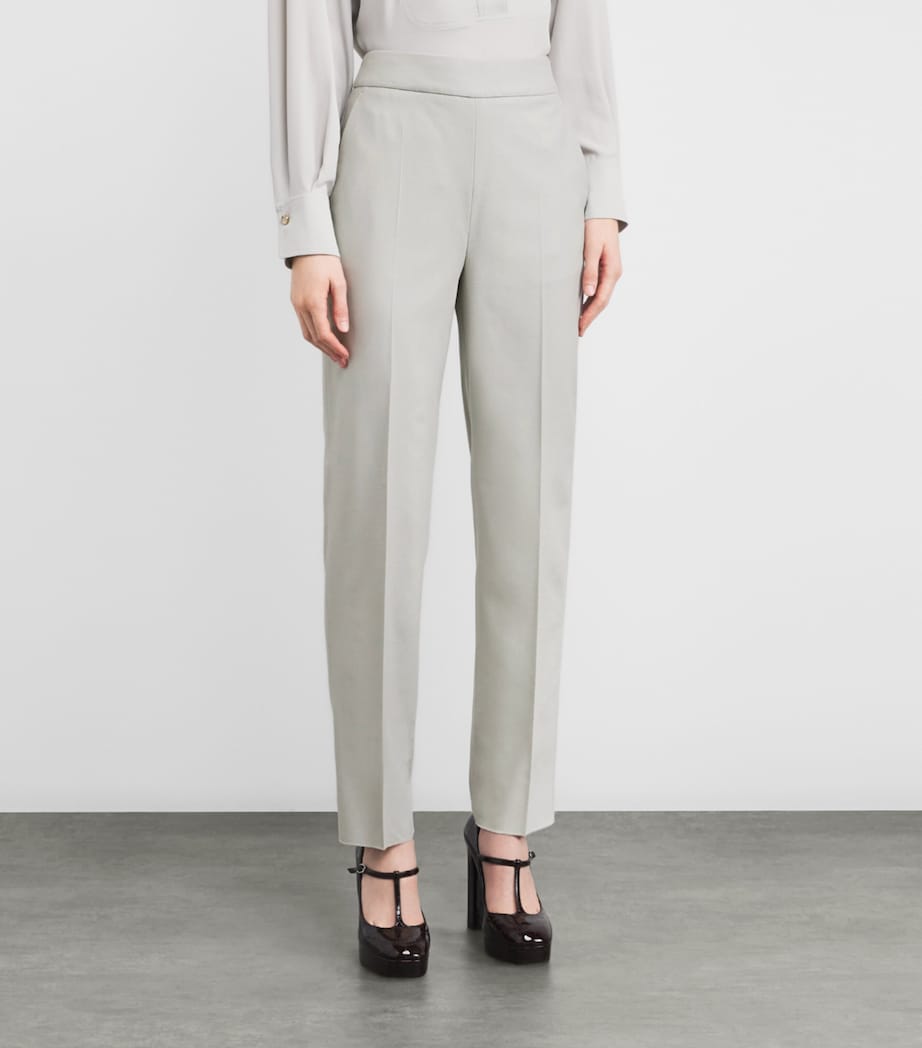 Agnona Womens Wide-Leg Tailored Trousers Light Grey Sage Grey Image 3