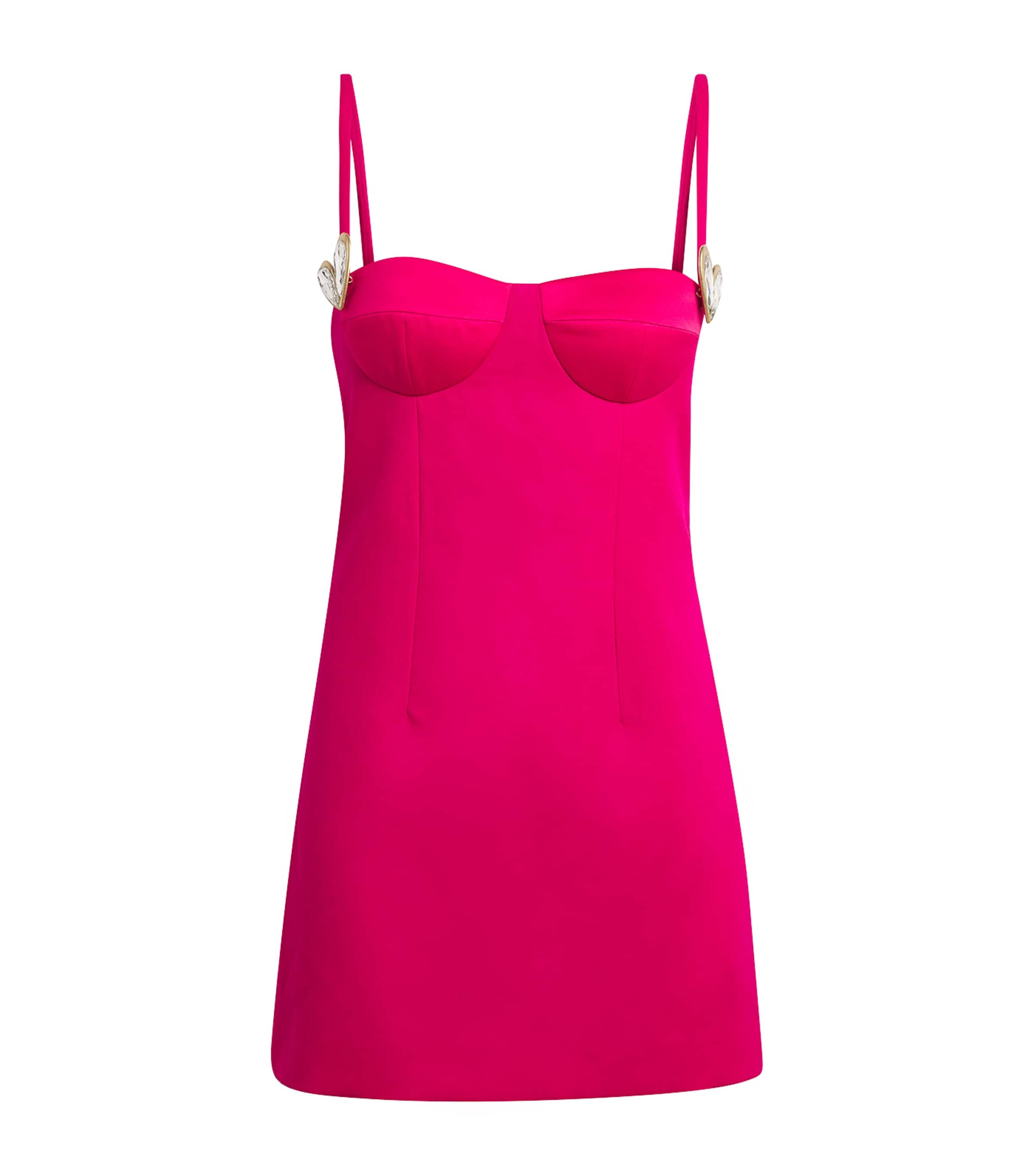 Area Nyc Wool Embellished Mini Dress In Pink