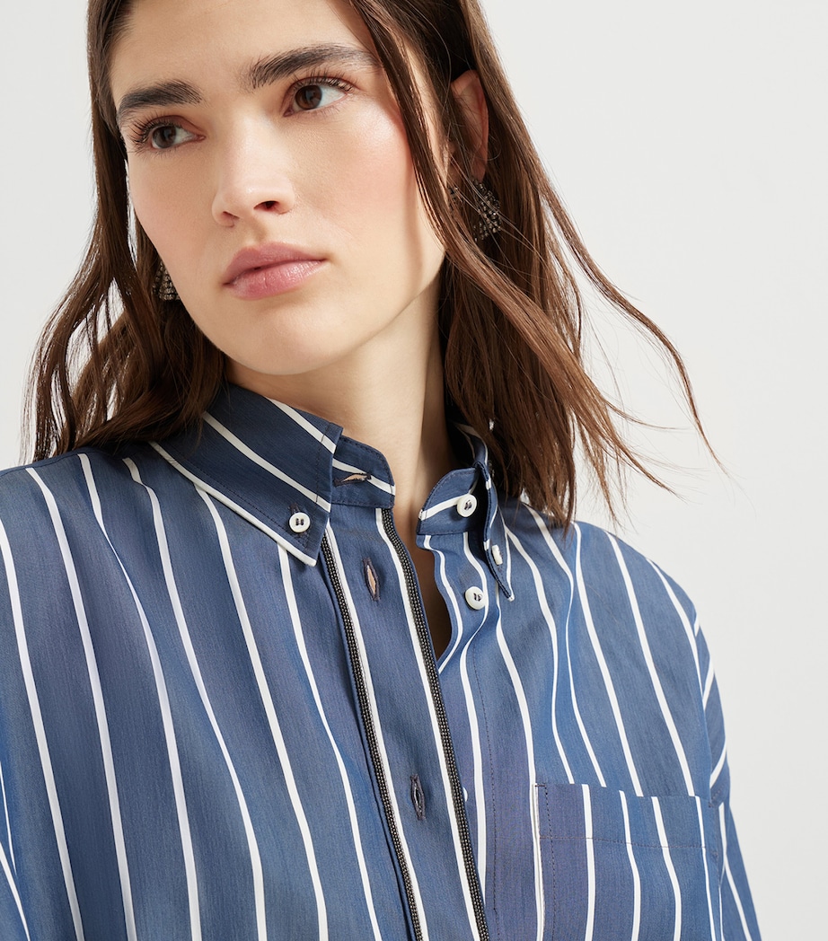 Silk-Cotton Stripe Shirt C019 Image 6
